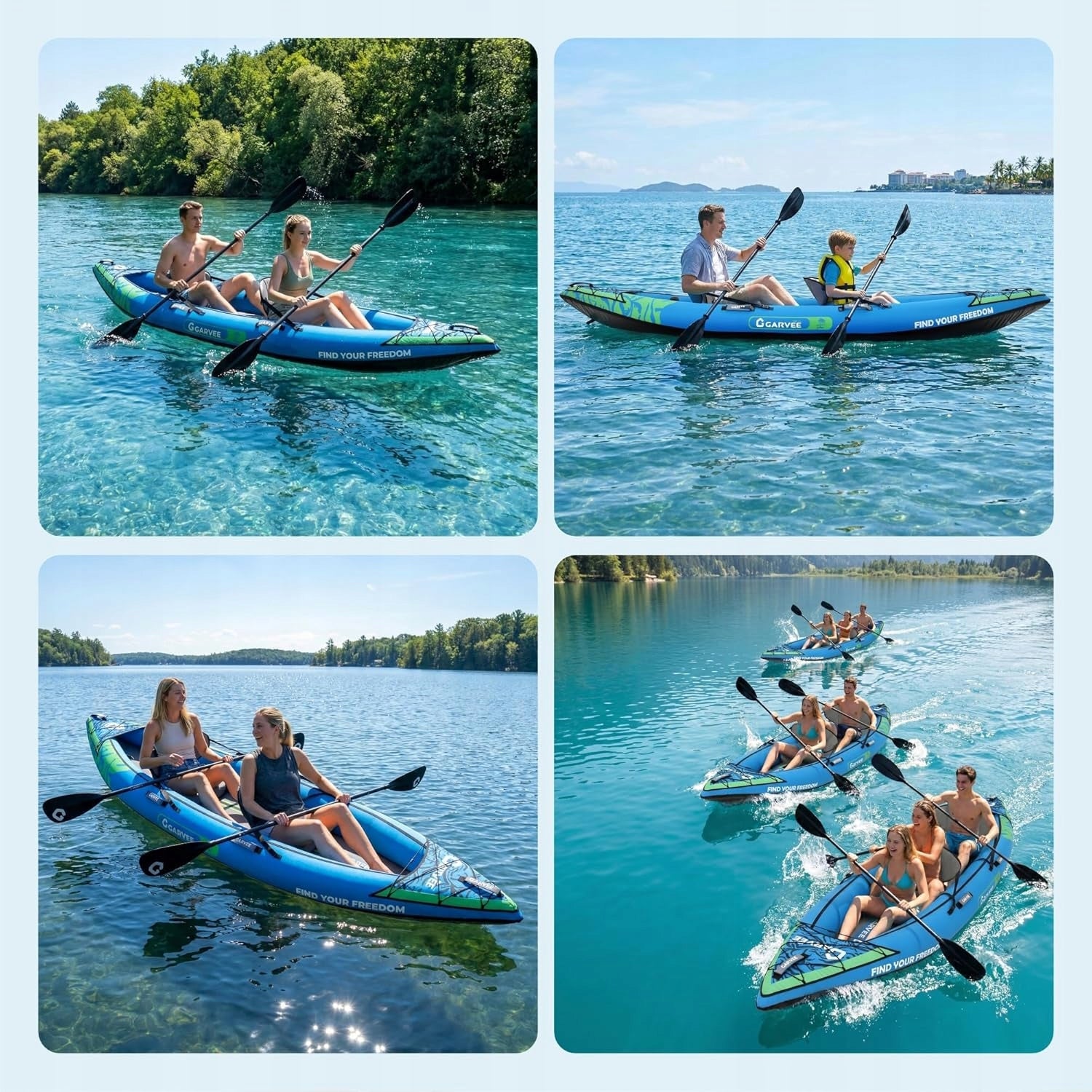 Inflatable Kayak Portable Two-Person Boat with Paddles and Pump (Blue) Brand no brand