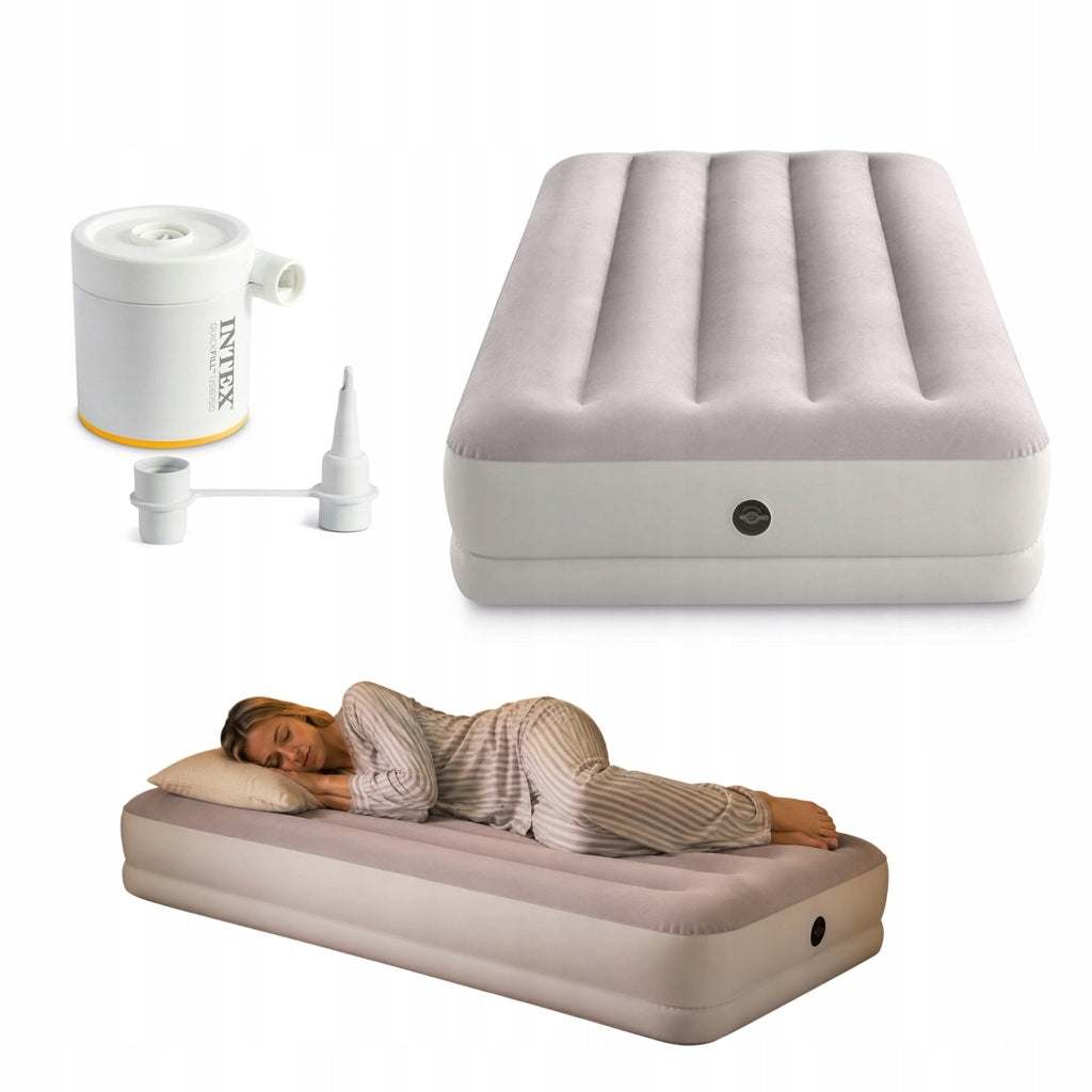 Inflatable Mattress 191x99 Velour, USB Pump + Repair Patch Included