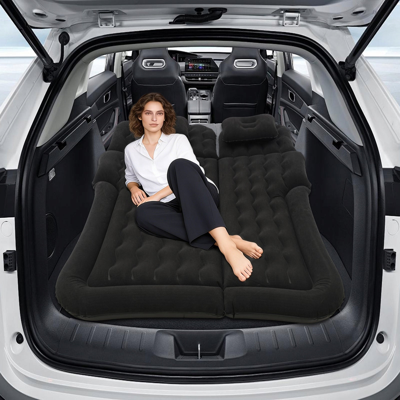 Inflatable Mattress For Car, 300kg, Velour, For Trunk Packaging status original
