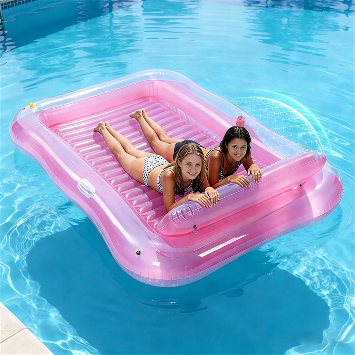Inflatable Mattress For Swimming Pool 200x124cm With Sprinkler Water Sun Lounger Cushion Manufacturer code LEZ-124-POD-02
