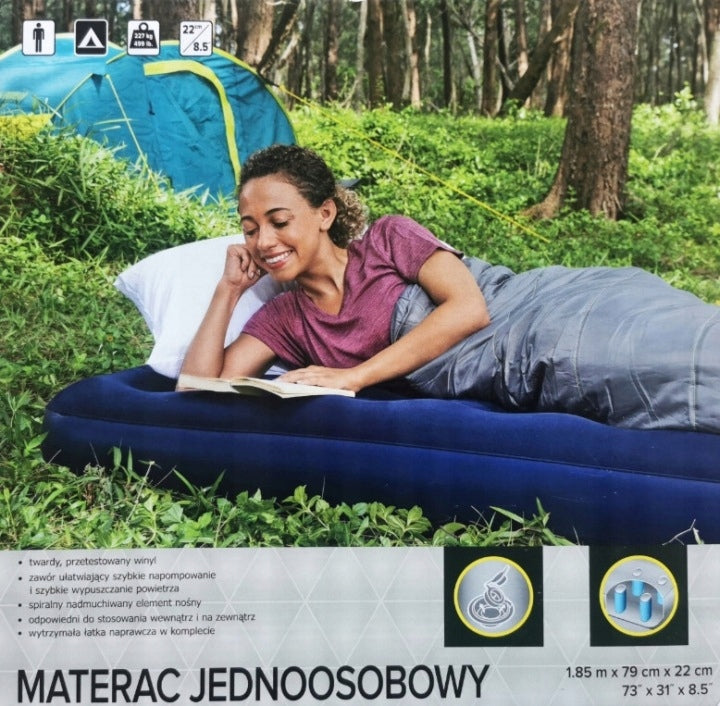 Inflatable Mattress Single Tourist 185 x 79 x 22 cm blue Manufacturer code 415631458