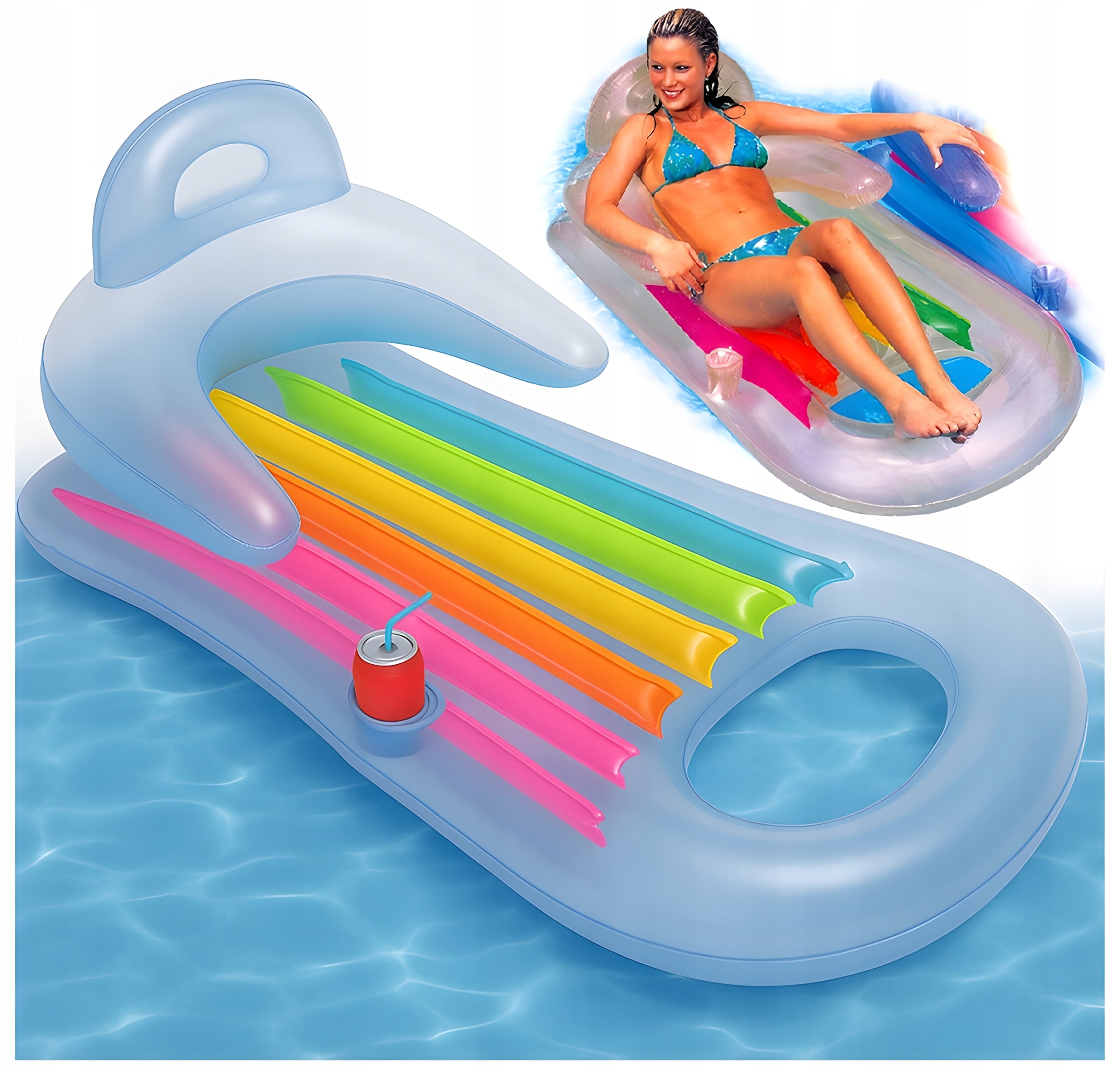 Inflatable Mattress for Swimming Beach Mattress with Backrest 160 x 85 cm INTEX