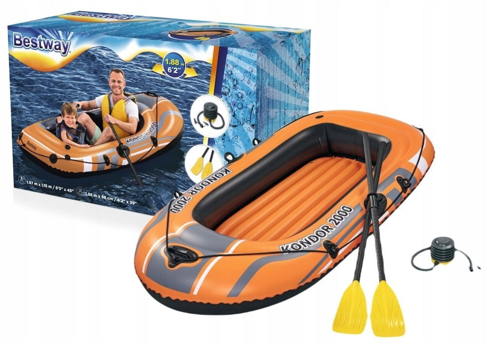 Inflatable Pontoon Bestway 188x98 Adult and Child + PADDLES AND PUMP Packaging status original