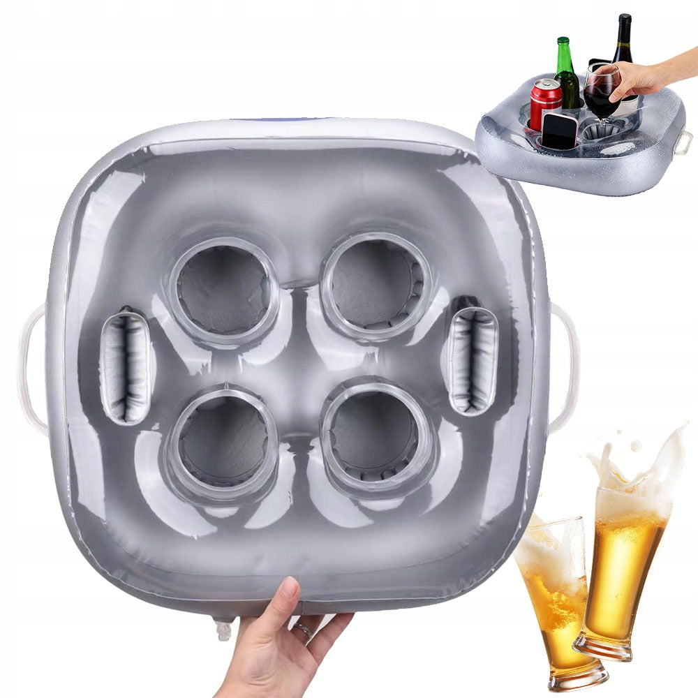 Inflatable Pool Table Tray Floating Drink Snacks With 4 Seats