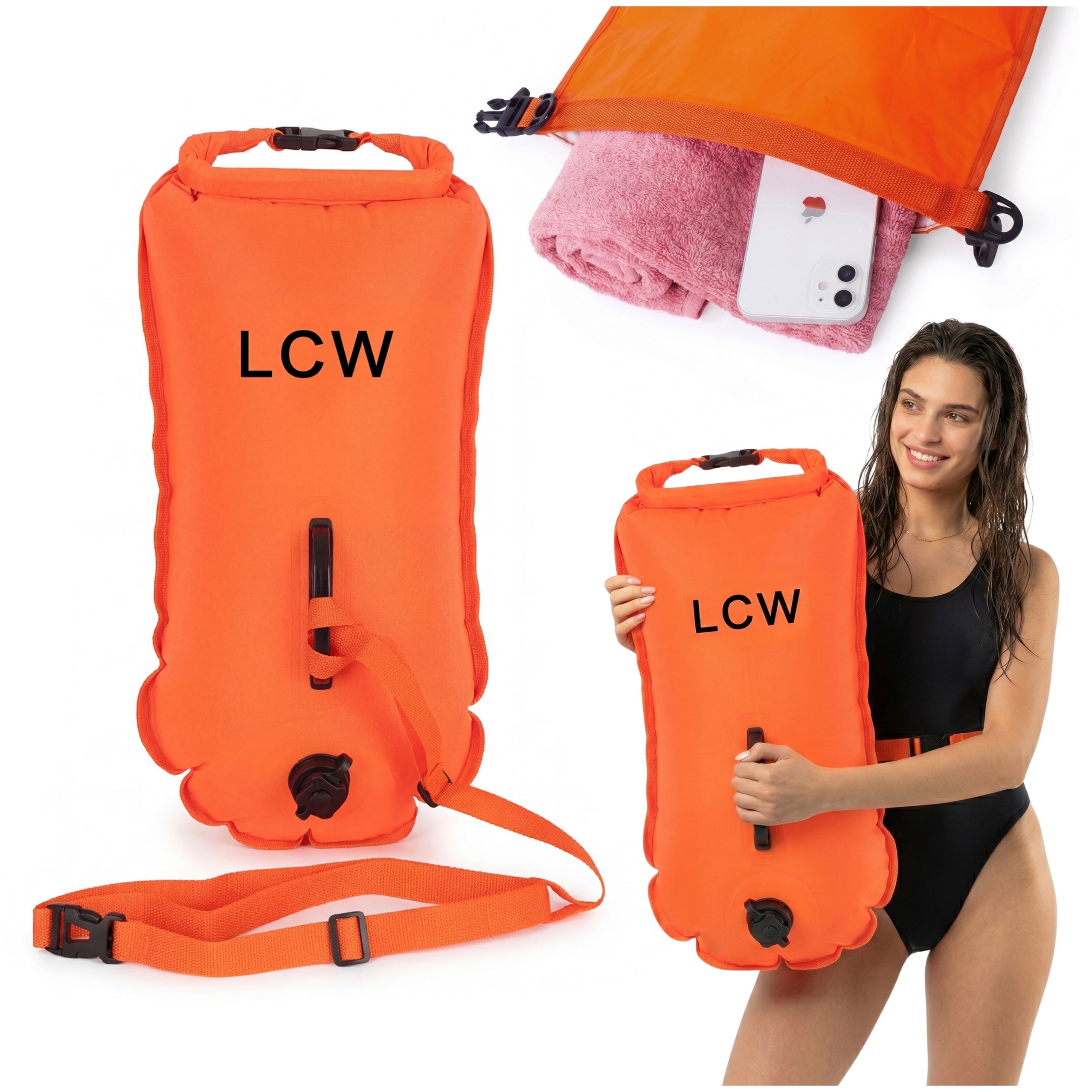 Inflatable SAFETY buoy 2in1 DRY POCKET buoy for swimming Vario