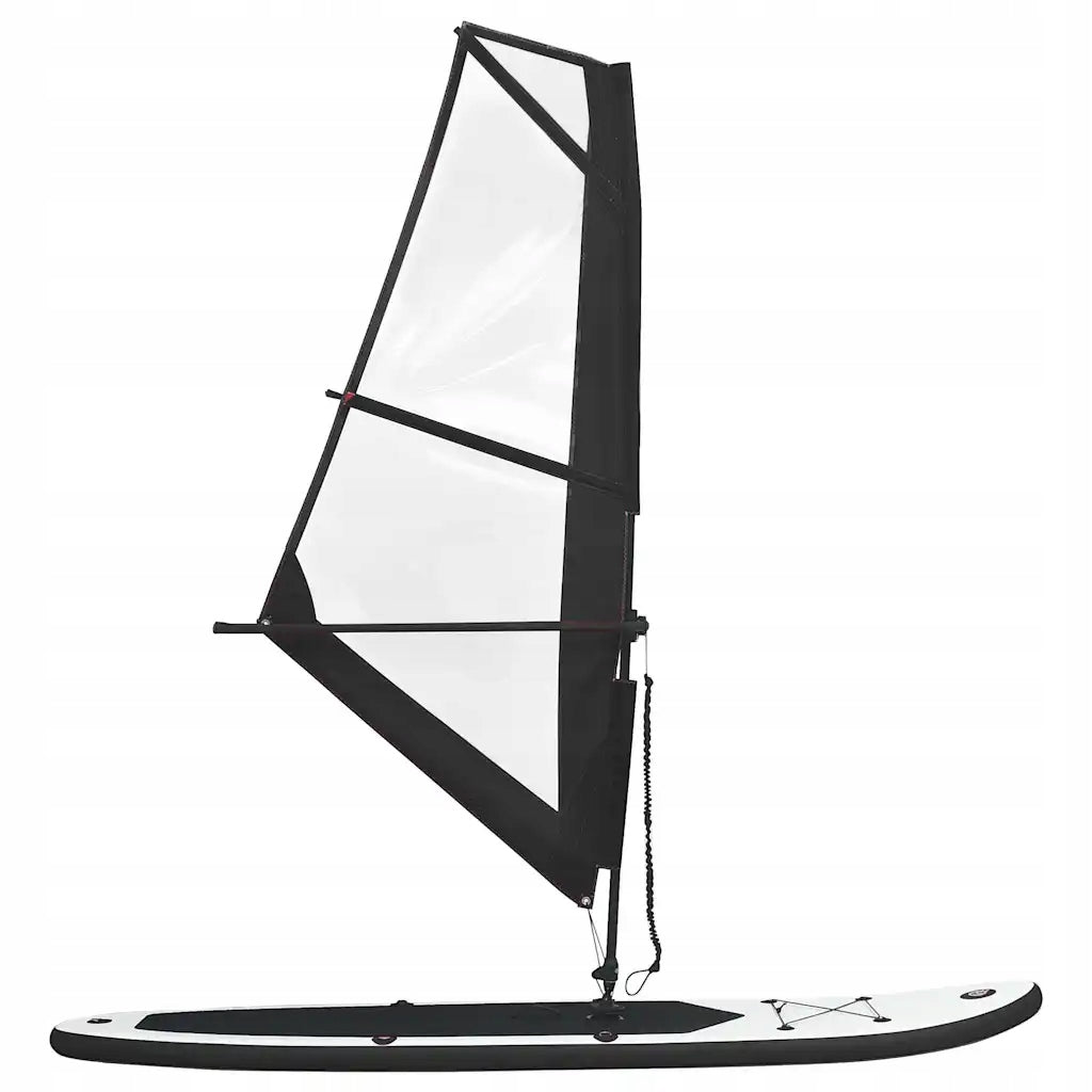 Inflatable SUP Board with Sail and Accessories, Black and White Brand VidaXL