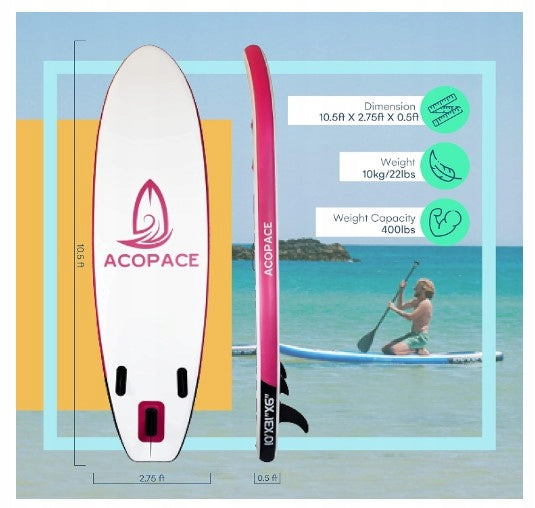 Inflatable SUP board Acopace Pink paddle board Z03 + akcesoria_ Color pink