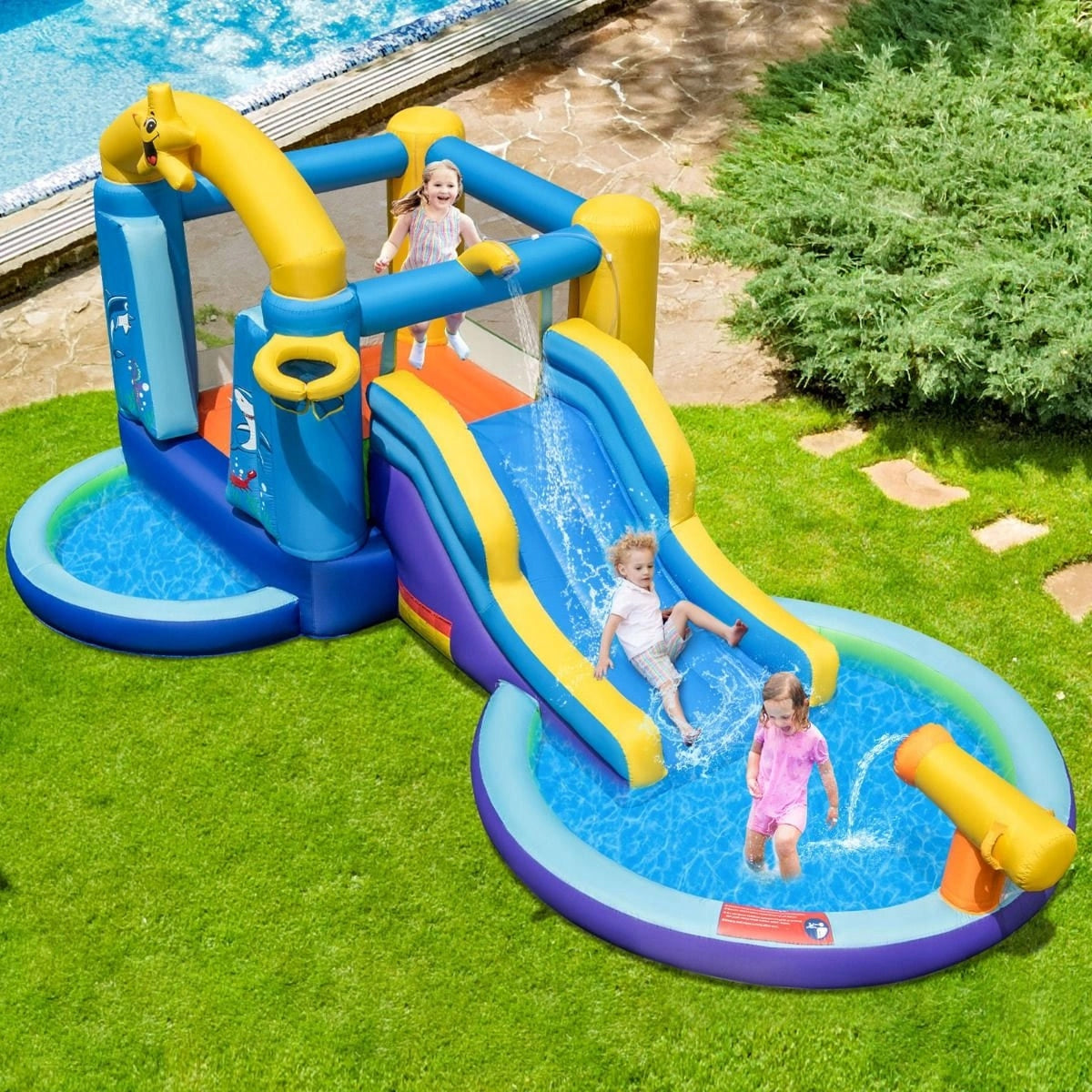 Inflatable Square toys Castle Pool 490x290x220 cm Included house other basketball hoop nets slide