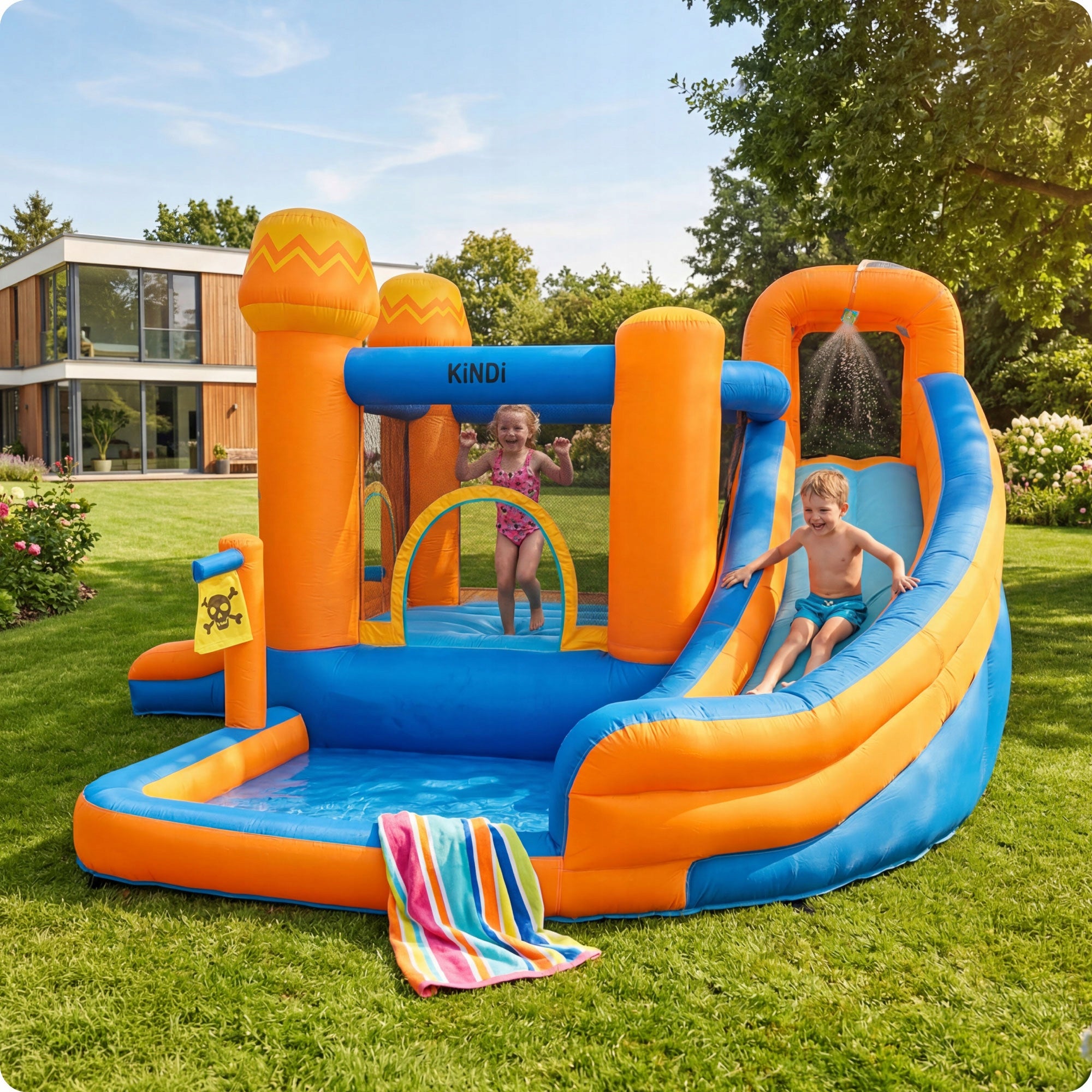 Inflatable Square toys water slide for kids garden blower basket Kind Inflatable