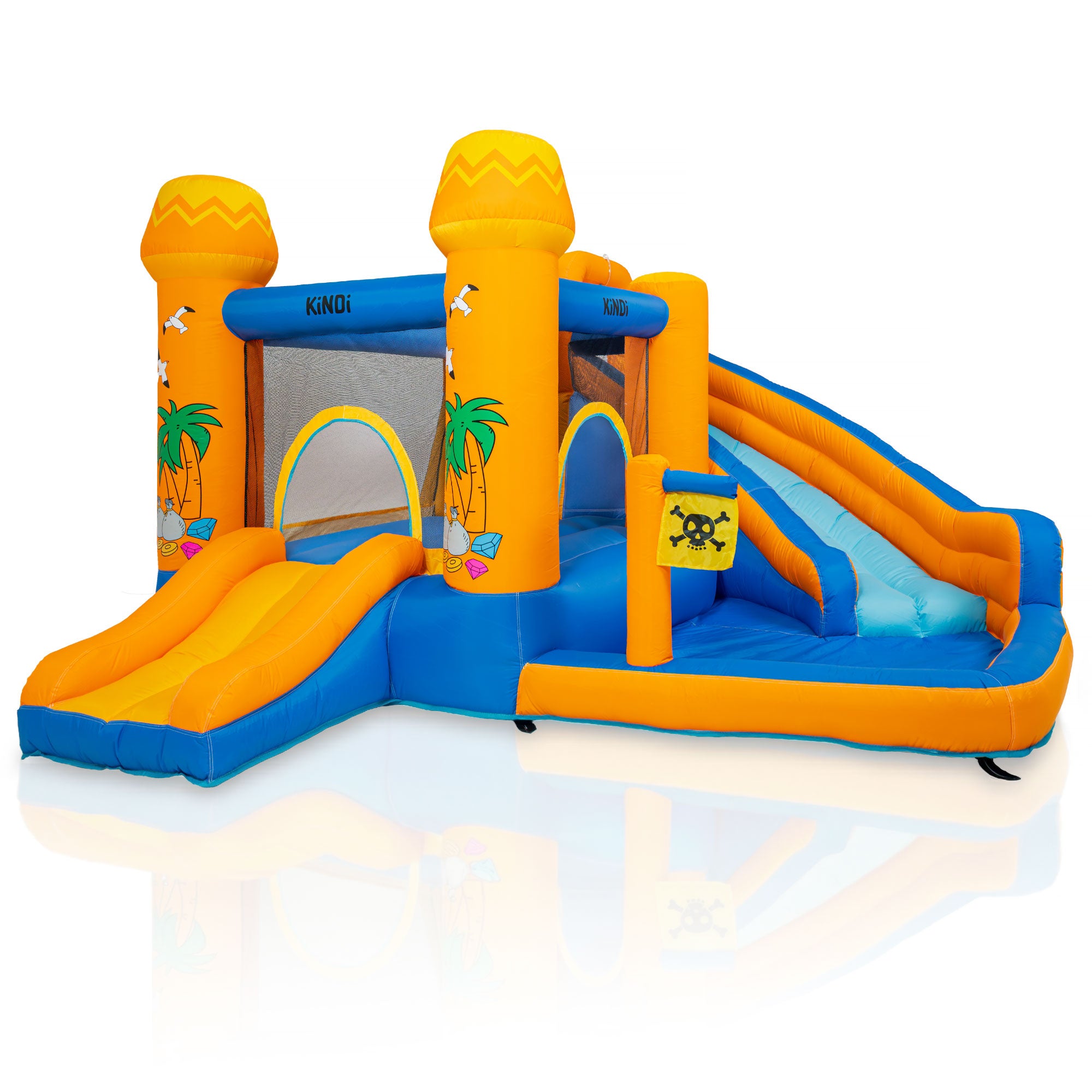 Inflatable Square toys water slide for kids garden blower basket
