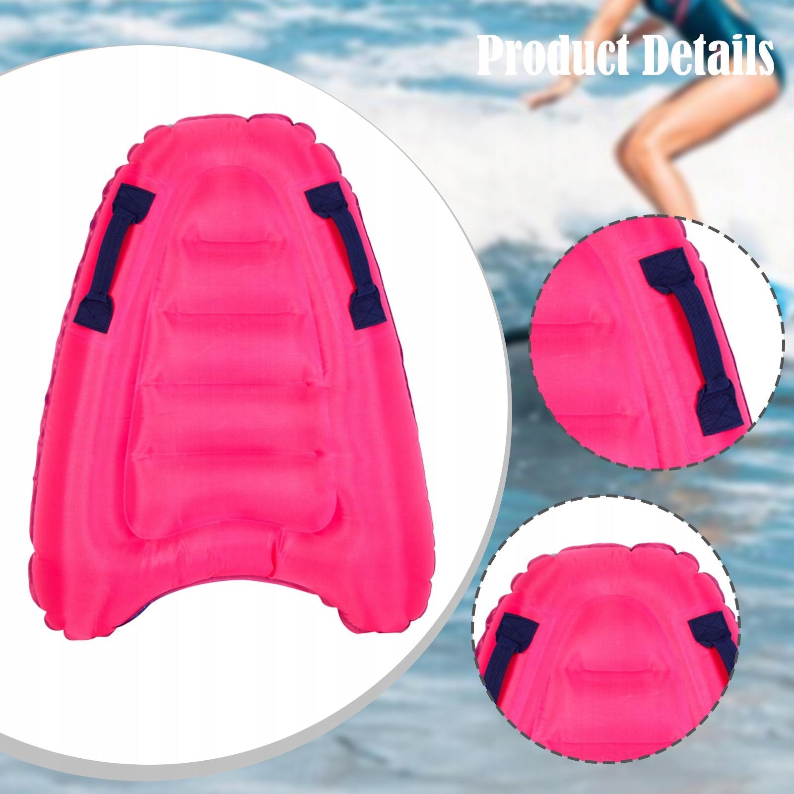 Inflatable Surfboard for Adults Kids with Handles PVC Surf Body Board Pink Brand no brand