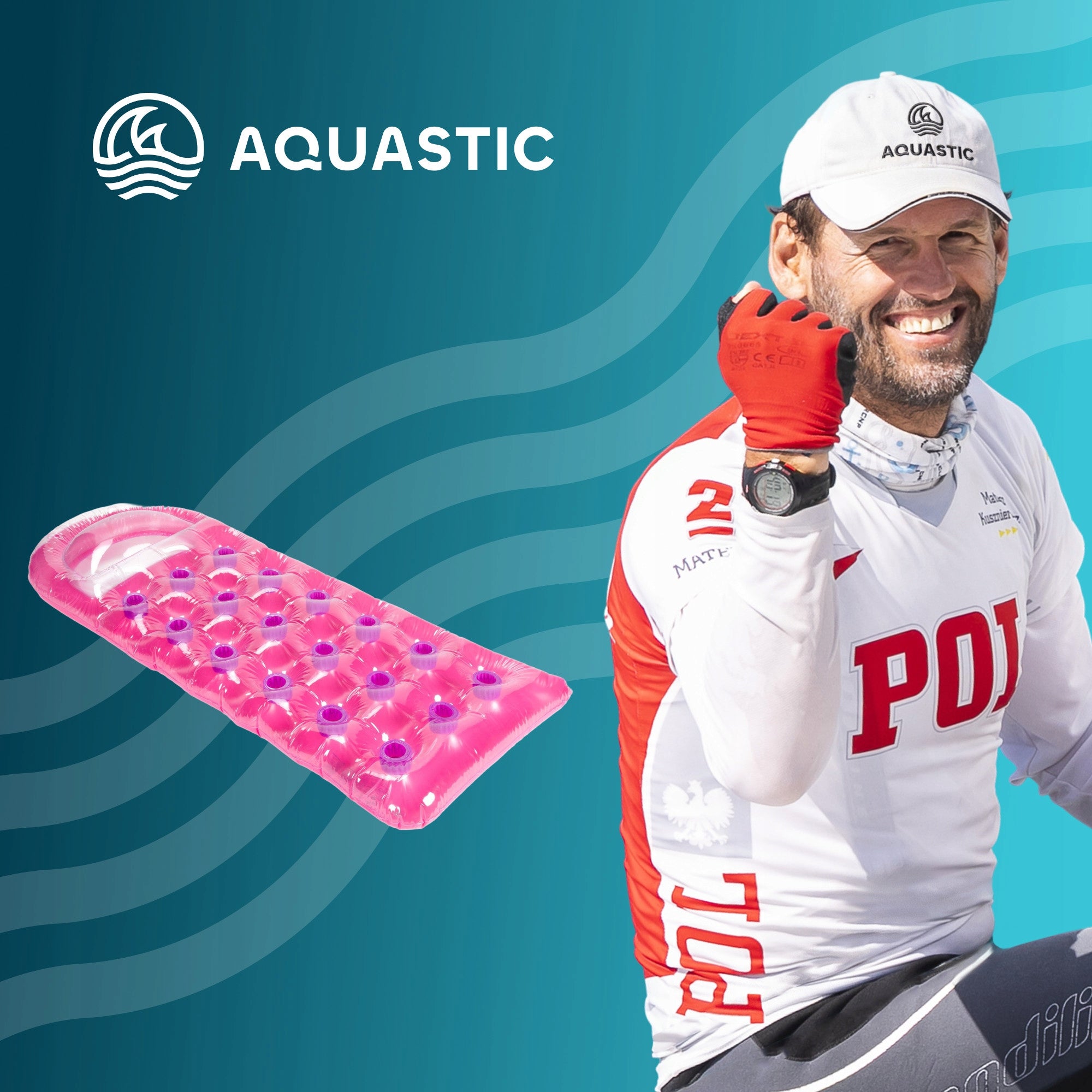 Inflatable Swimming Mattress AQUASTIC WITH PILLOW 188x71 cm FOR WATER POOL Packaging status original