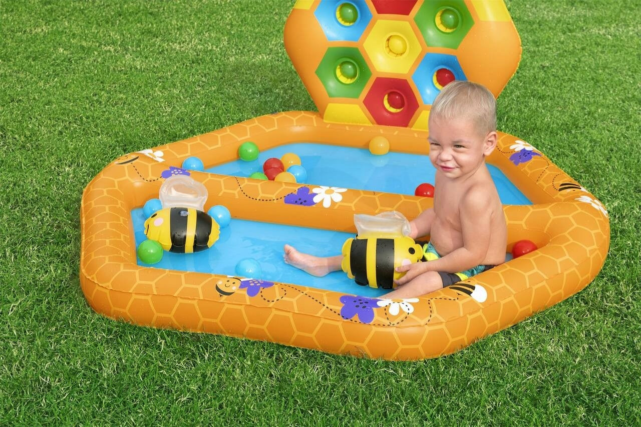 Inflatable Swimming Pool Bees for Kids Bestway 127x119 sorter 20 Balls Kind water slide