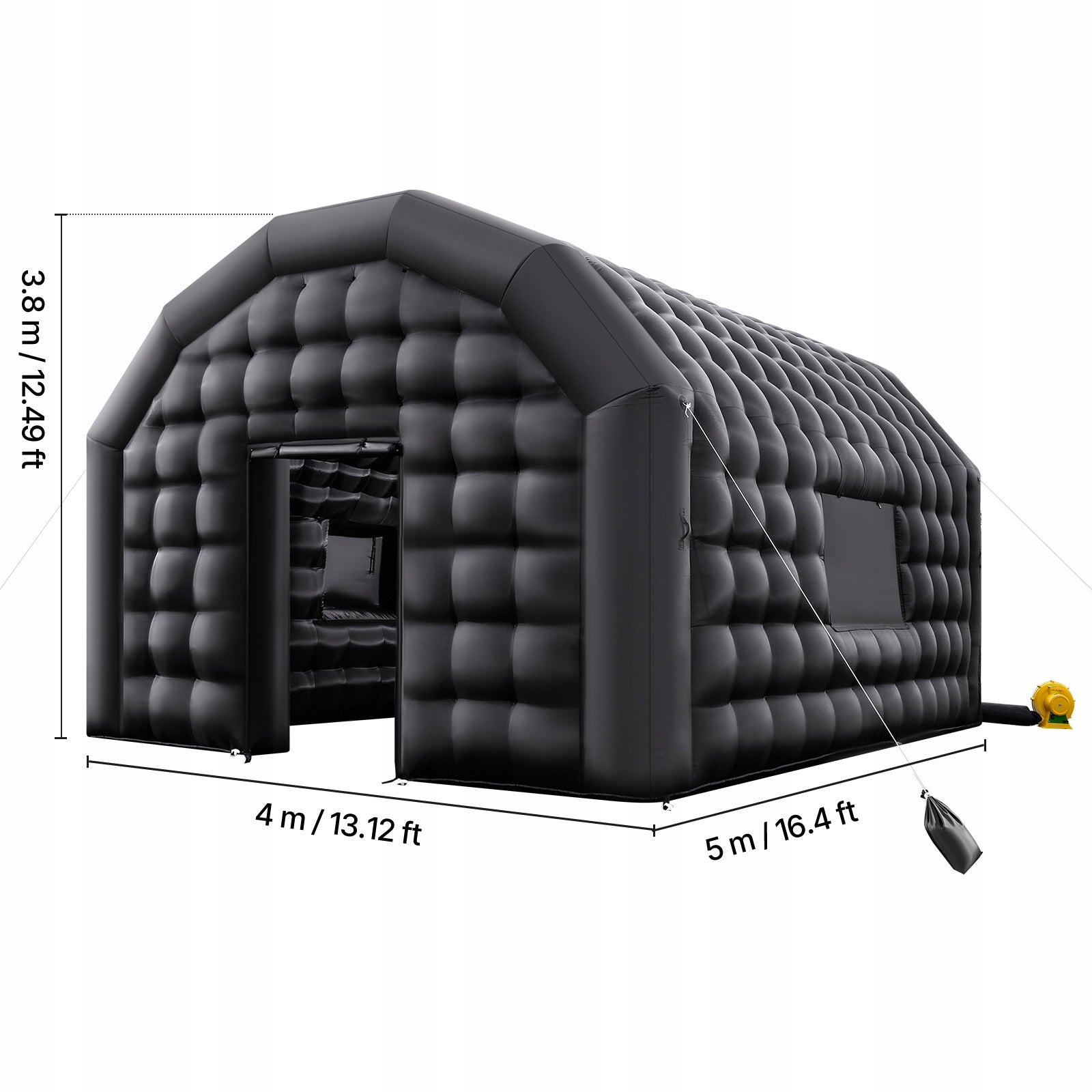 Inflatable Tent Oxford Fabric 210D 5x4x3,8M Black With 2 Windows Manufacturer code CQJLB5438MHSD