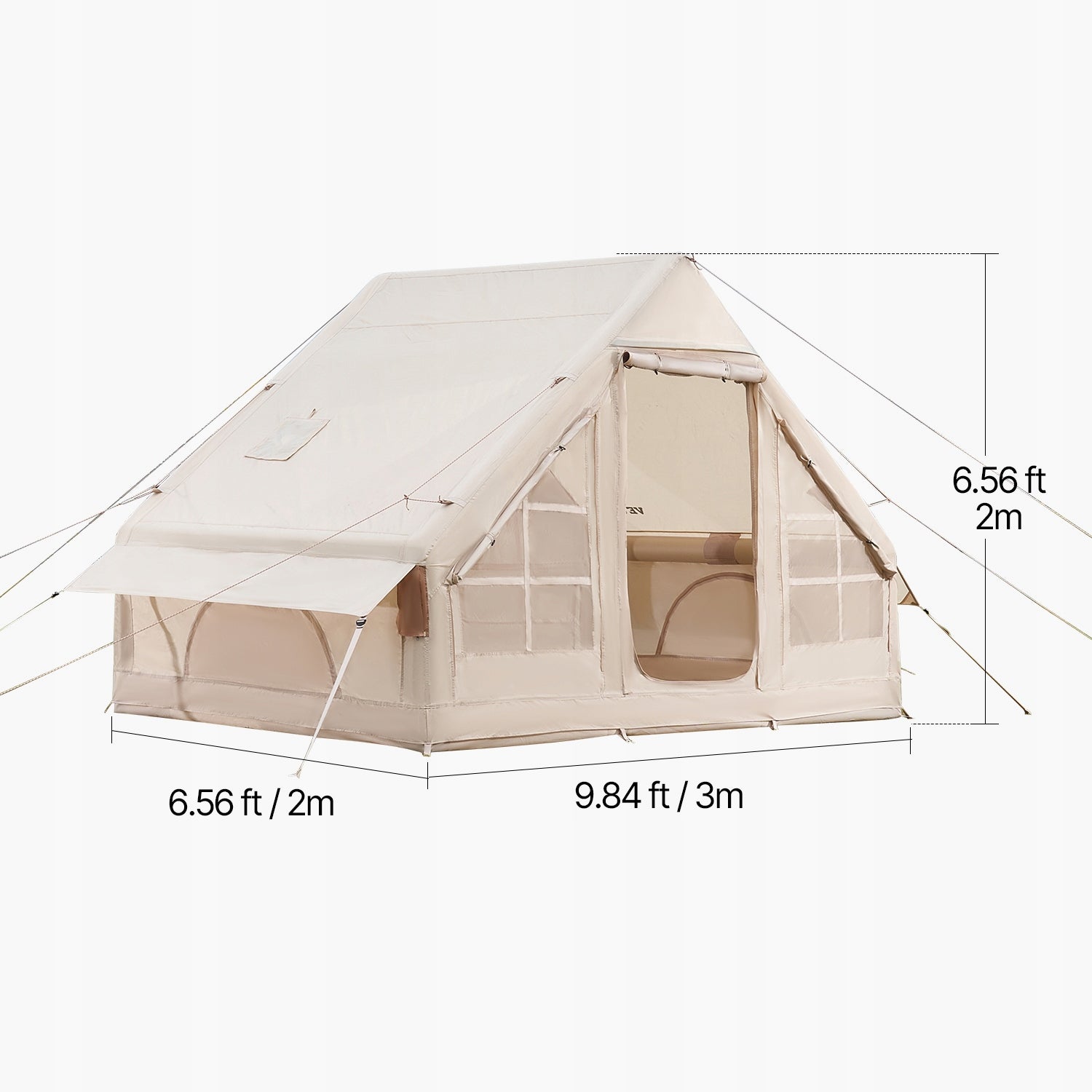 Inflatable Tent for Camping 3-5 Person Glamping Tent with Pump Easy Set up Color beige