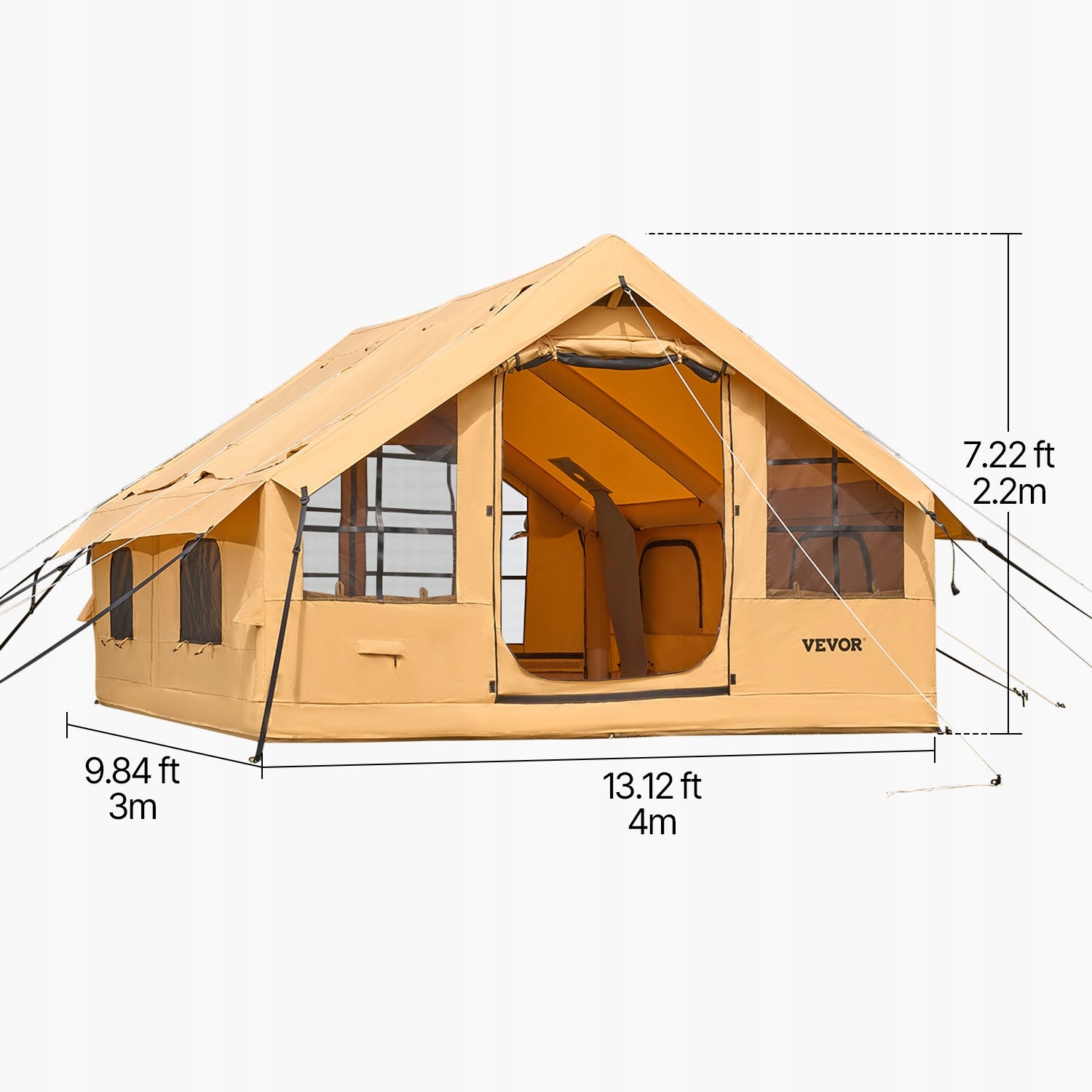Inflatable Tent for Camping 5-8 Person Glamping Tent with Pump Easy Set up Color yellow
