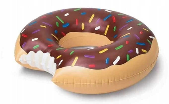 Inflatable Water Wheel Donut Bagel Mattress Inflatable Donut Donat r. 90 cm. Color multicolor