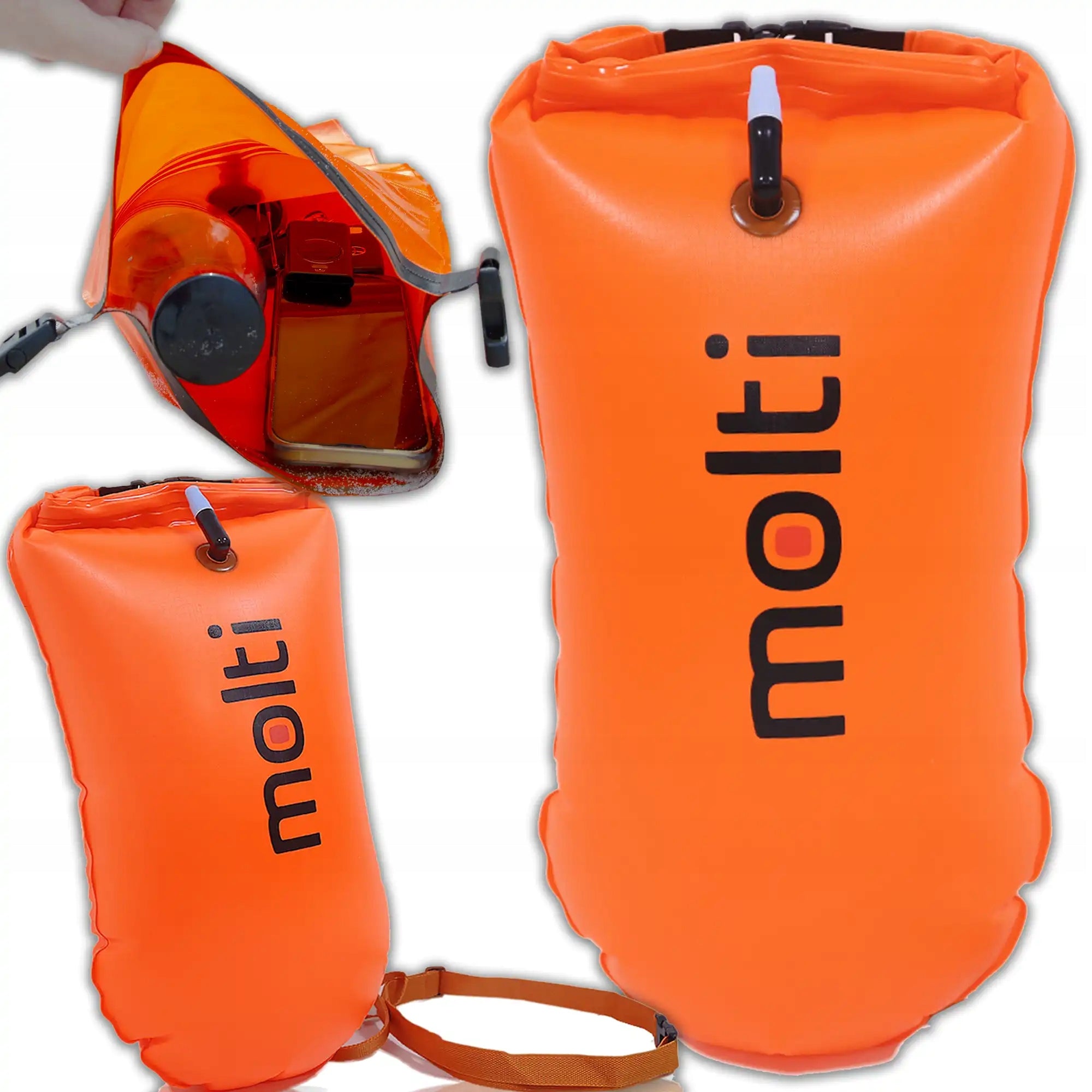 Inflatable buoy safety buoy 2in1 dry pocket for swimming 15l molti