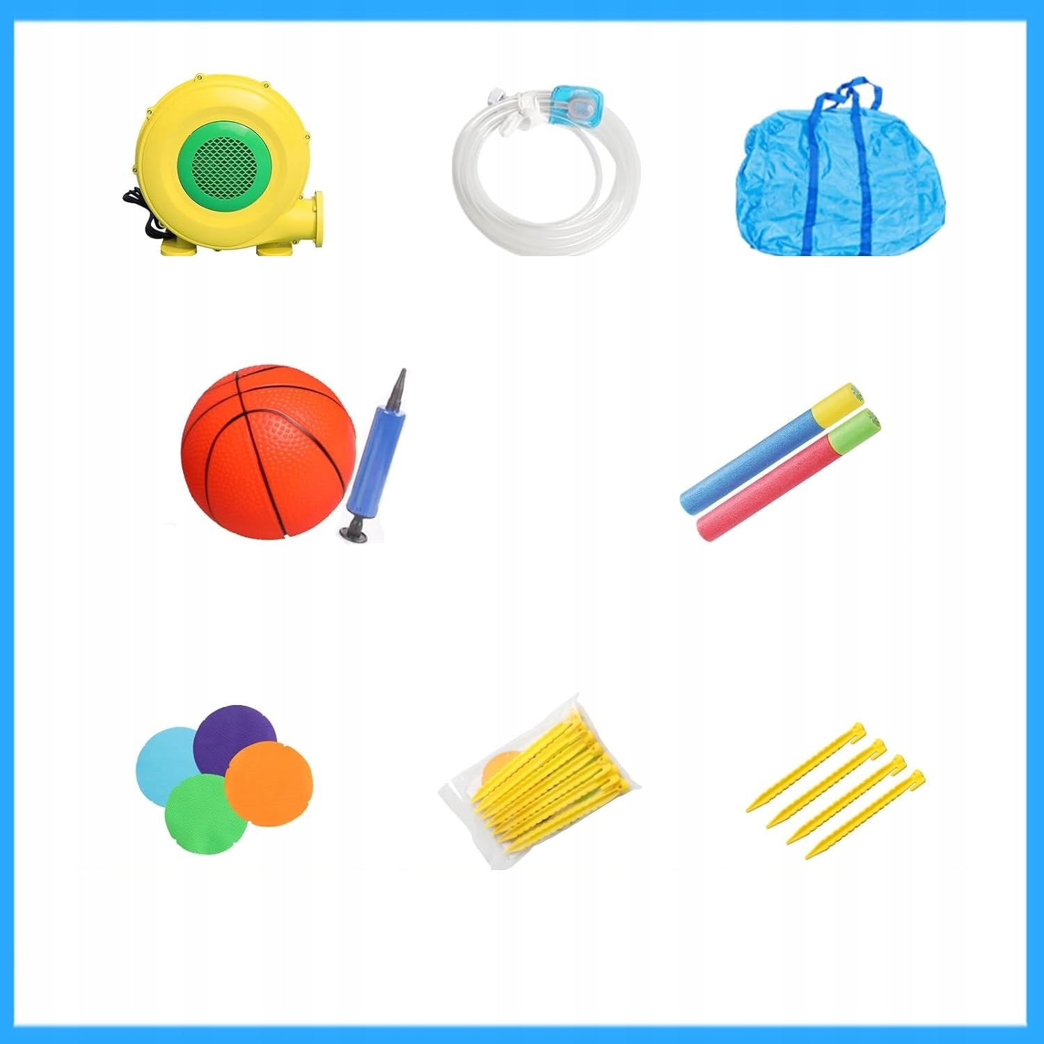 Inflatable castle FBSPORT 6in1 slide, paddling pool, basketball 3 years + Dominant material synthetic material
