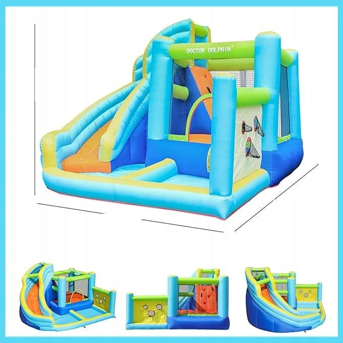 Inflatable castle FBSPORT 6in1 slide, paddling pool, basketball 3 years + Manufacturer code DMUCHANY DUŻY ZAMEK ZJEŻCZALNIA WSPINACZKA