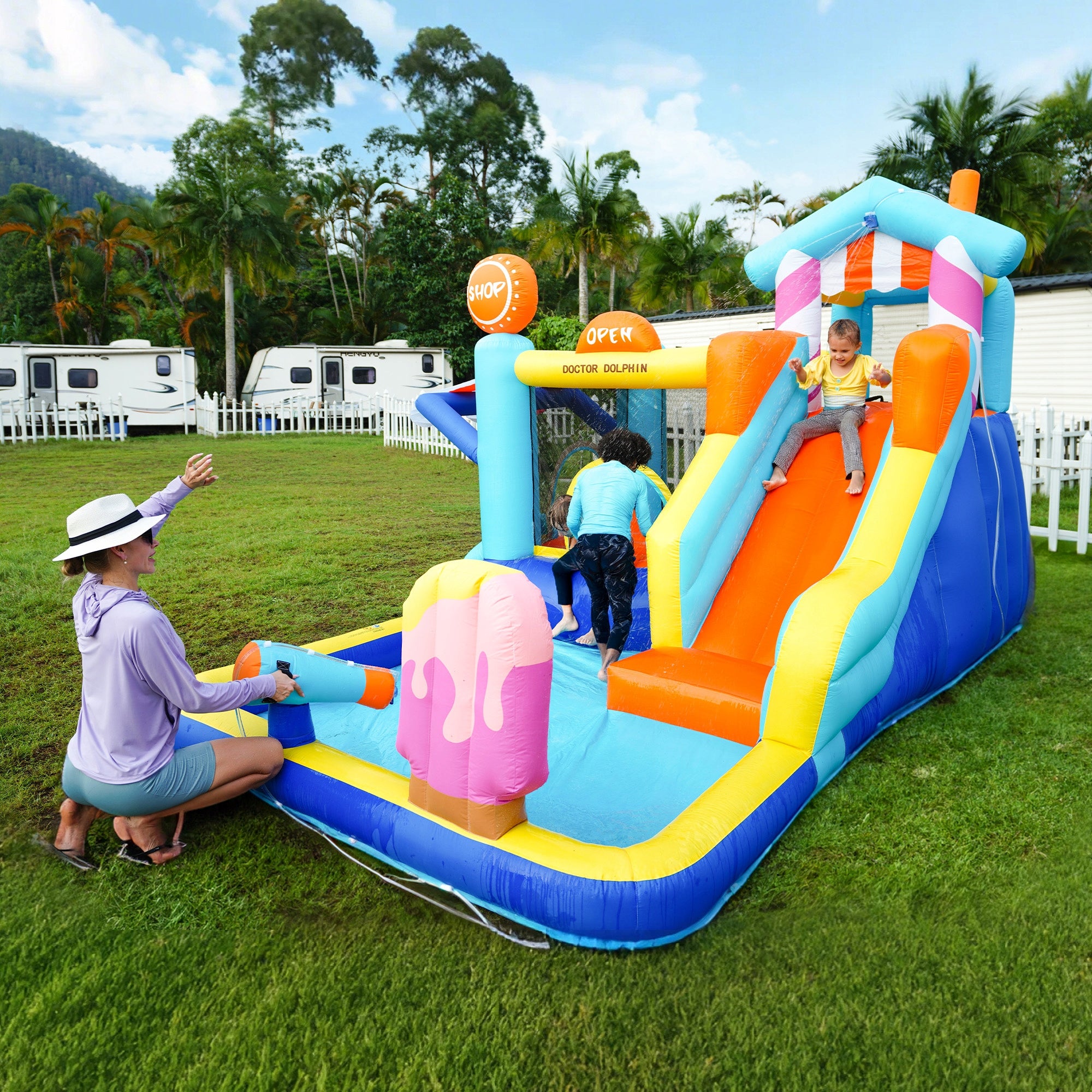 Inflatable castle for kids, multifunctional water park including blower 450W Manufacturer code 8001819925999