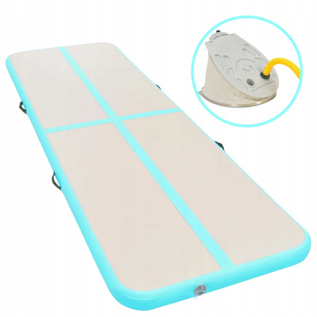 Inflatable gymnastic mat, 600x100x10 cm, grey-green