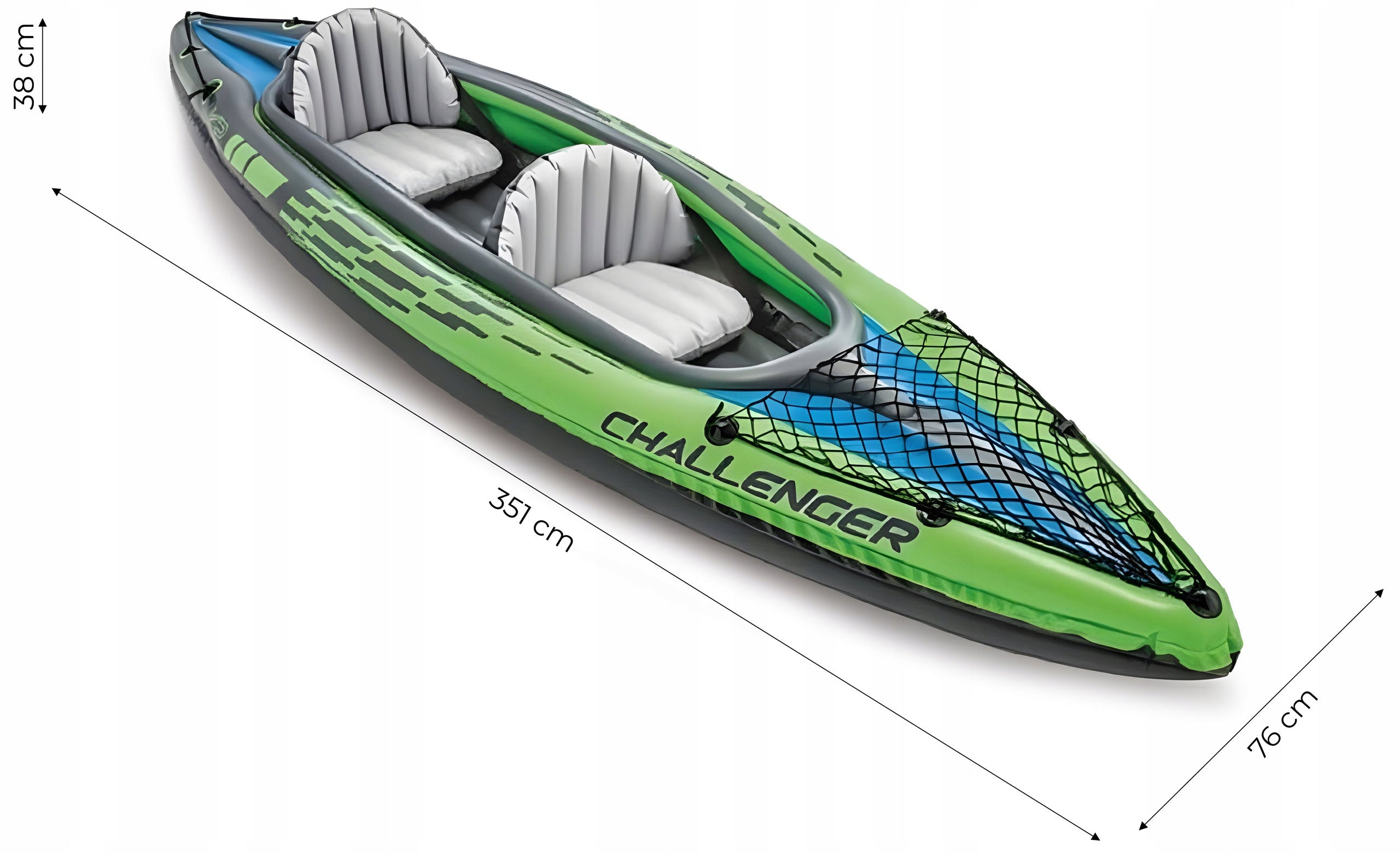 Inflatable kayak Challenger K2 for 2 people paddle pump cover INTEX 68306 Length 351 cm