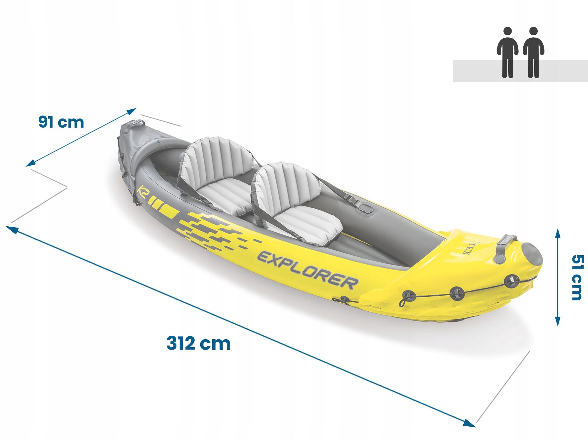 Inflatable kayak Explorer K2 312 cm Intex 68307 Brand Intex
