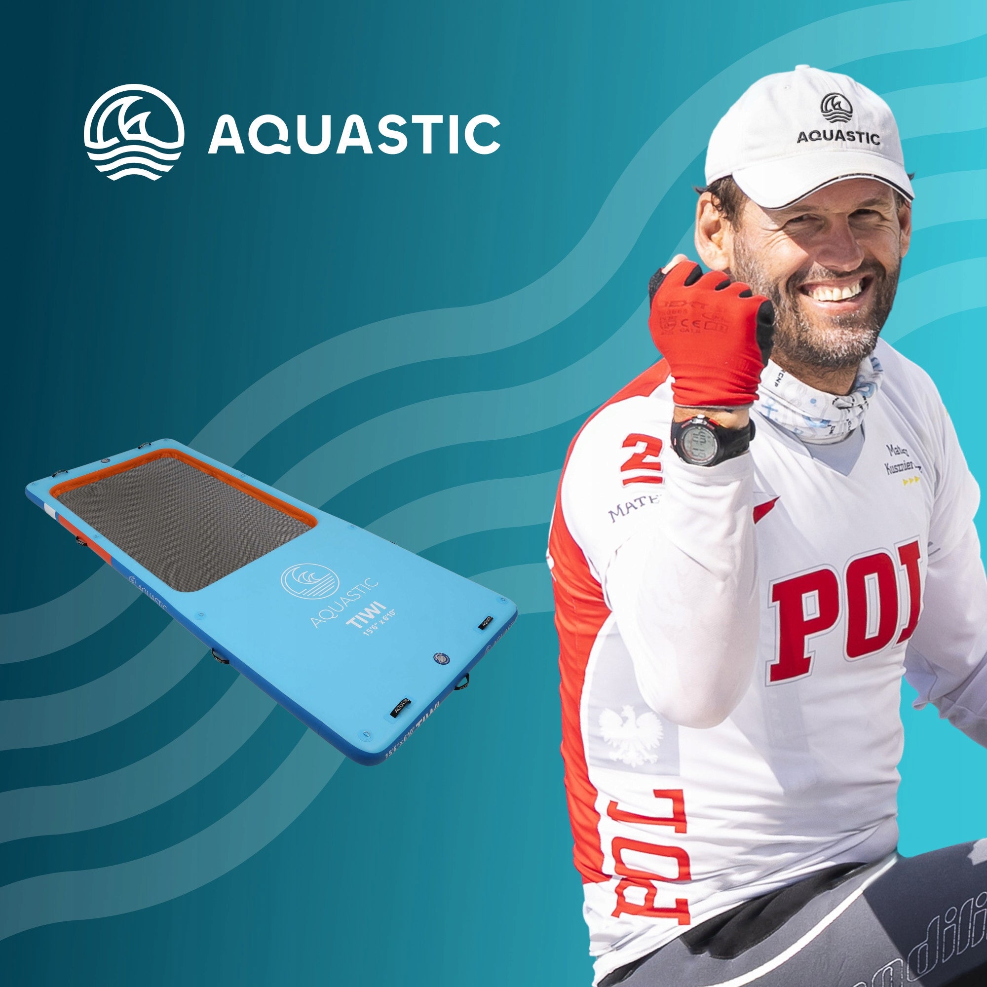 Inflatable platform with pool AQUASTIC TIWI 15'6" DROP STITCH MSL Brand Aquastic