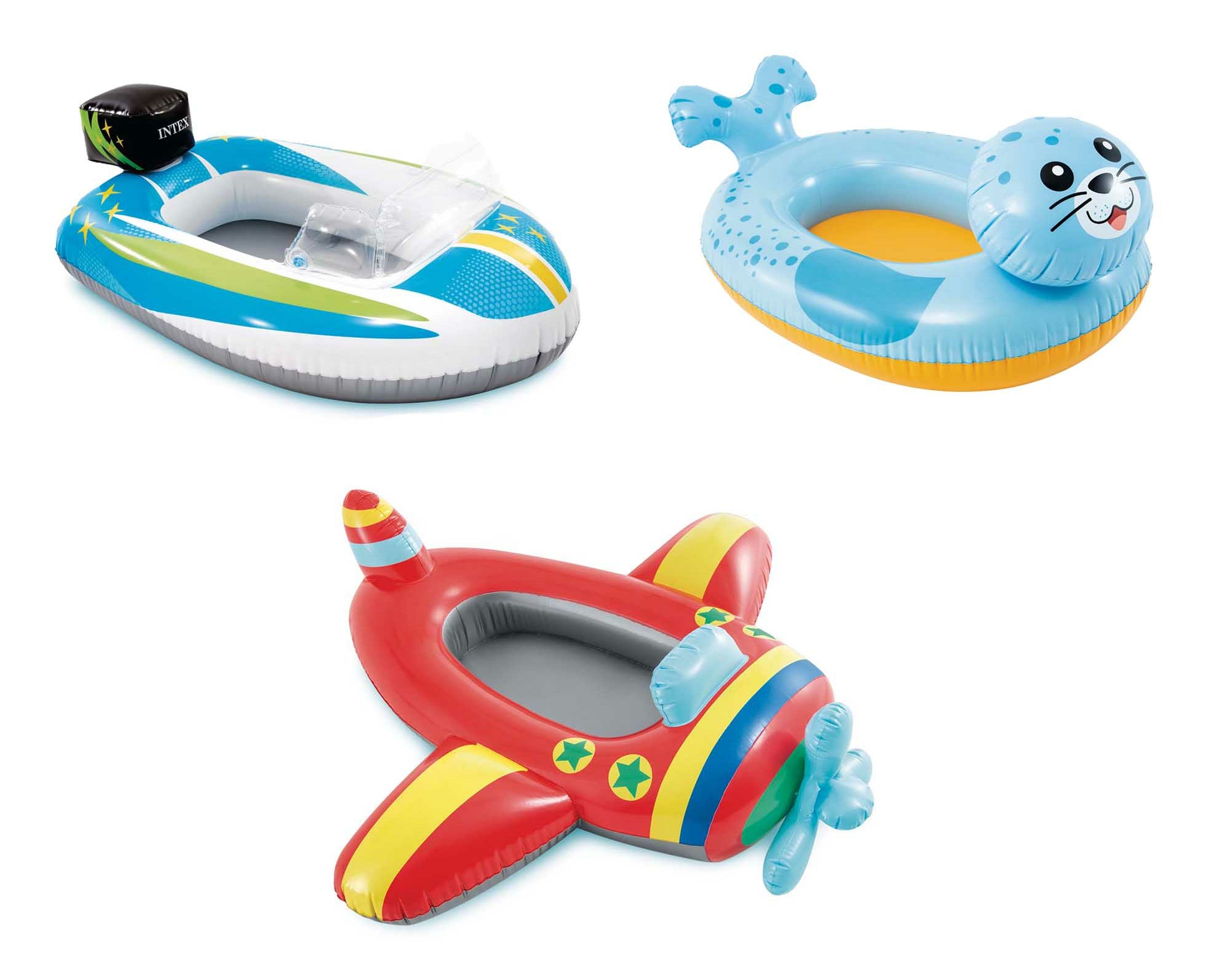Inflatable pontoon for children Intex 59380 MOTORBOAT, PLANE, FISH 109x74 cm Color multicolor