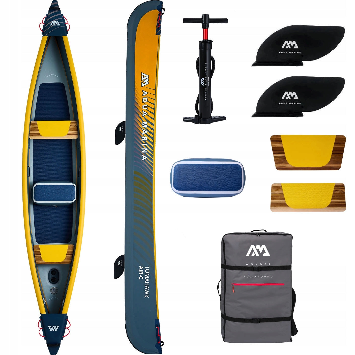 Inflatable pumped kayak AQUA MARINA pneumatic TOMAHAWK 3-os AIR-C 478cm