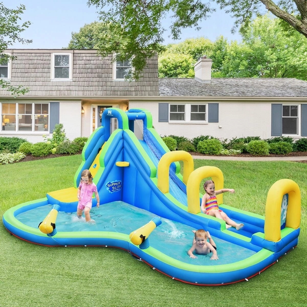 Inflatable slide with swimming pool and water cannons 477,5 x 366 x 242,5 cm Kind Inflatable