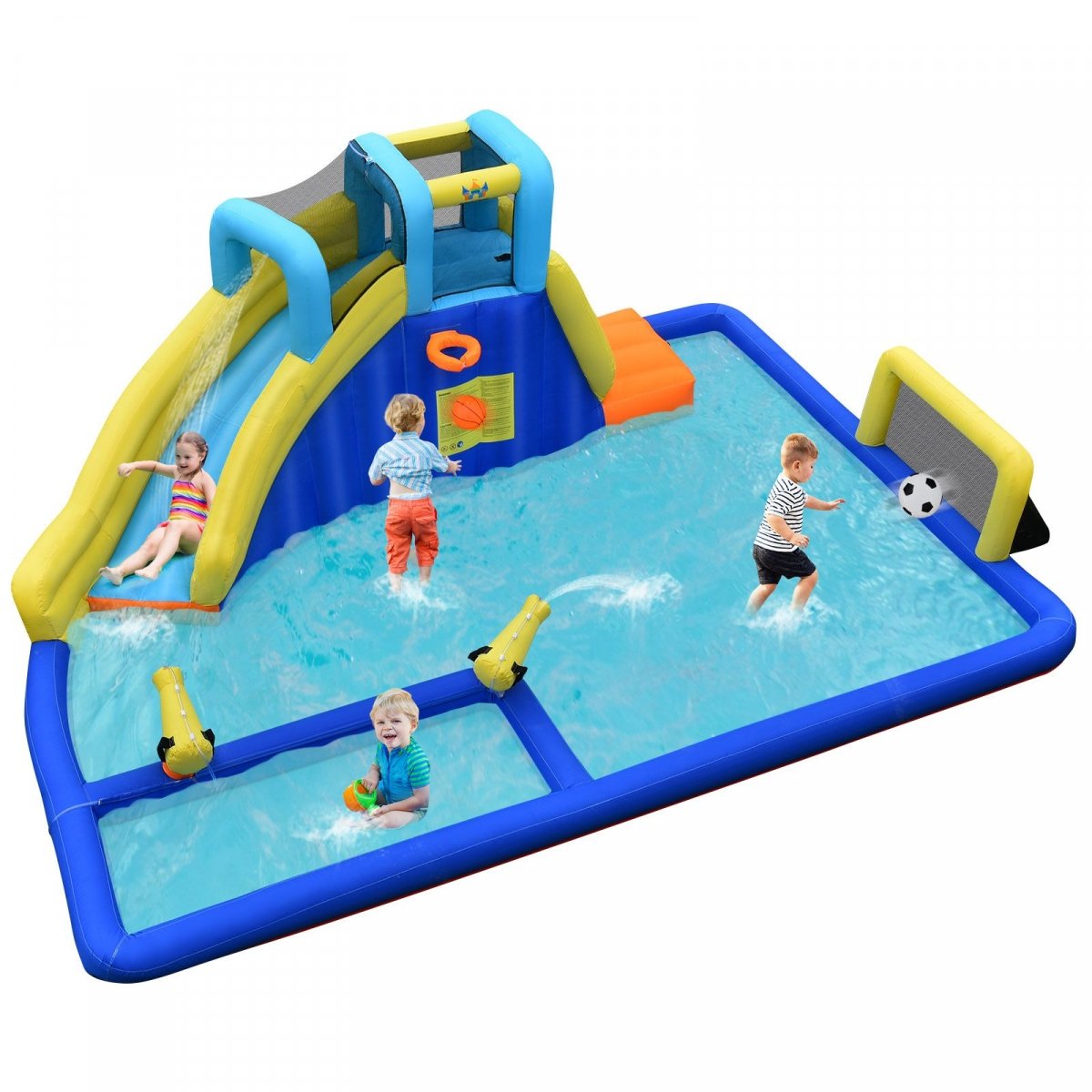 Inflatable square toys with water cannons and slide