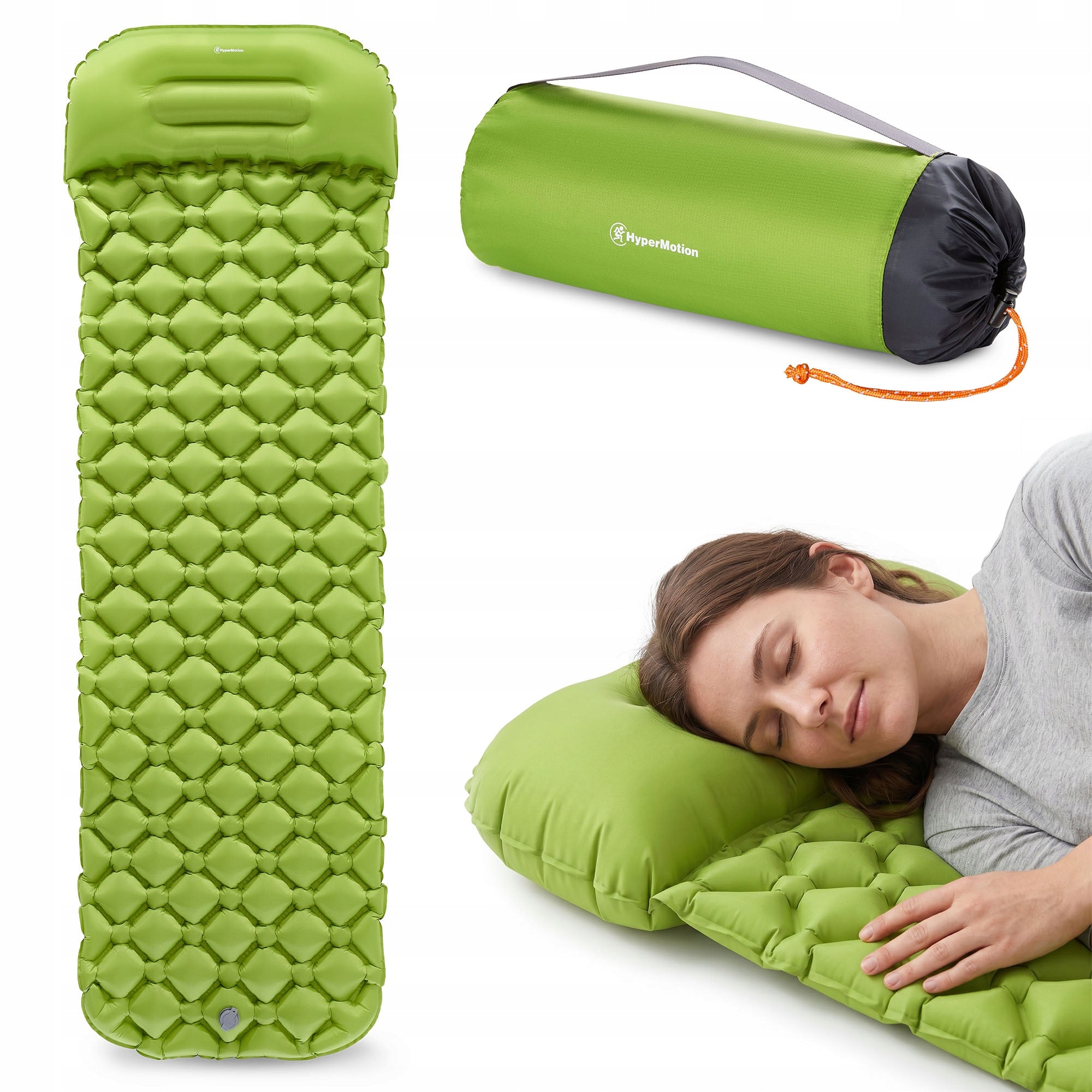 Inflatable trekking mattress 190x56 cm ultralight HyperMotion green