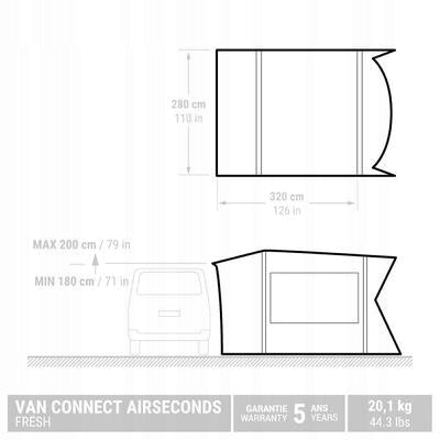 Inflatable vestibule - Van Connect Air Second Fresh - for 6 people Color gray
