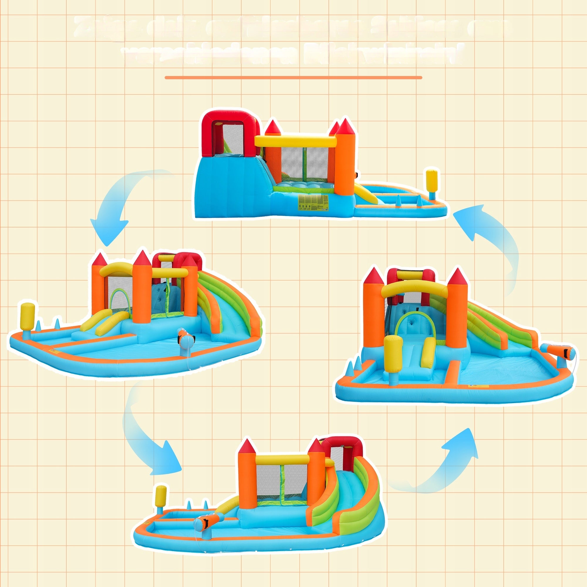 Inflatable water park for kids water slide obstacle course blower Brand no brand