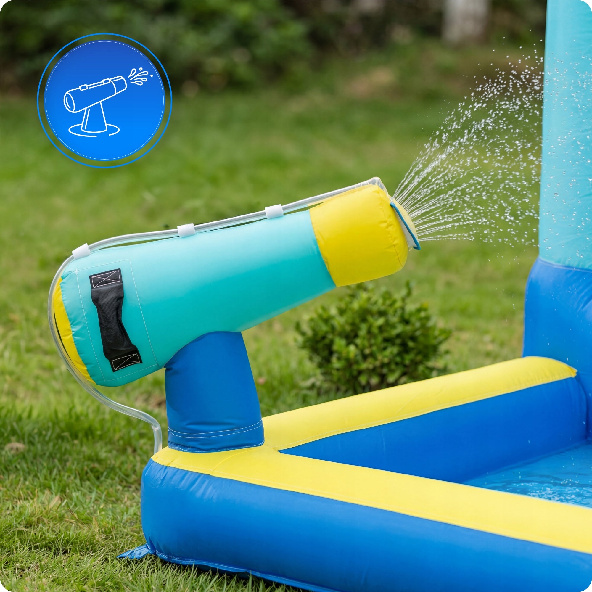 Inflatable water slide for children square toys blower cannon basket Dominant material synthetic material