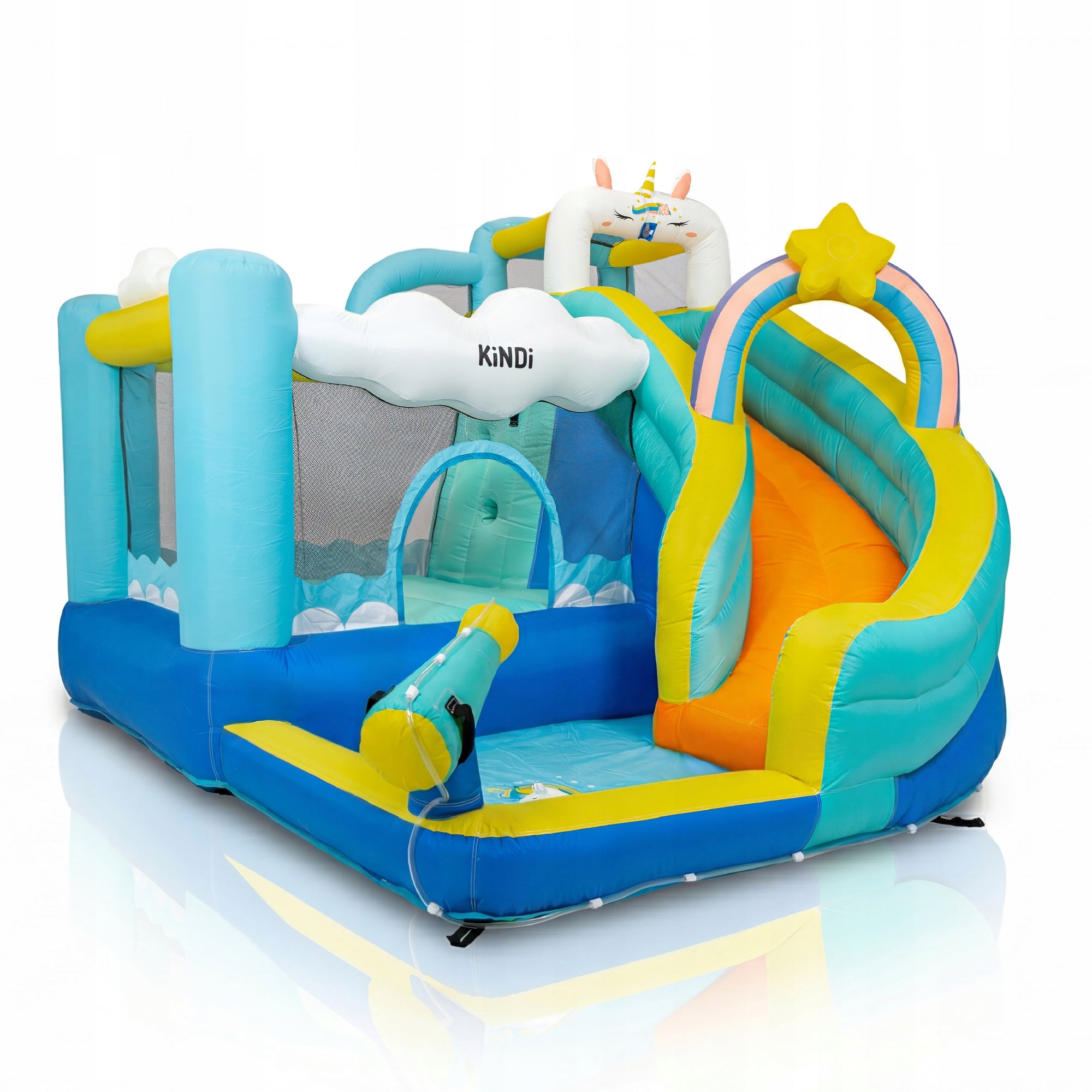 Inflatable water slide for children square toys blower cannon basket