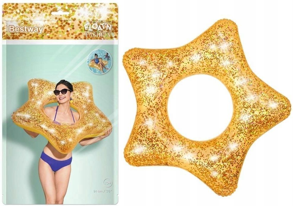 Inflatable wheel Bestway circle STAR GLITTER GOLD 91CM
