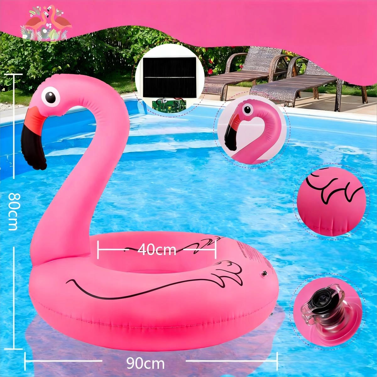 Inflatable wheel flamingo XXL 90cm for swimming inflatable for summer toy LARGE Manufacturer code 6910334147903