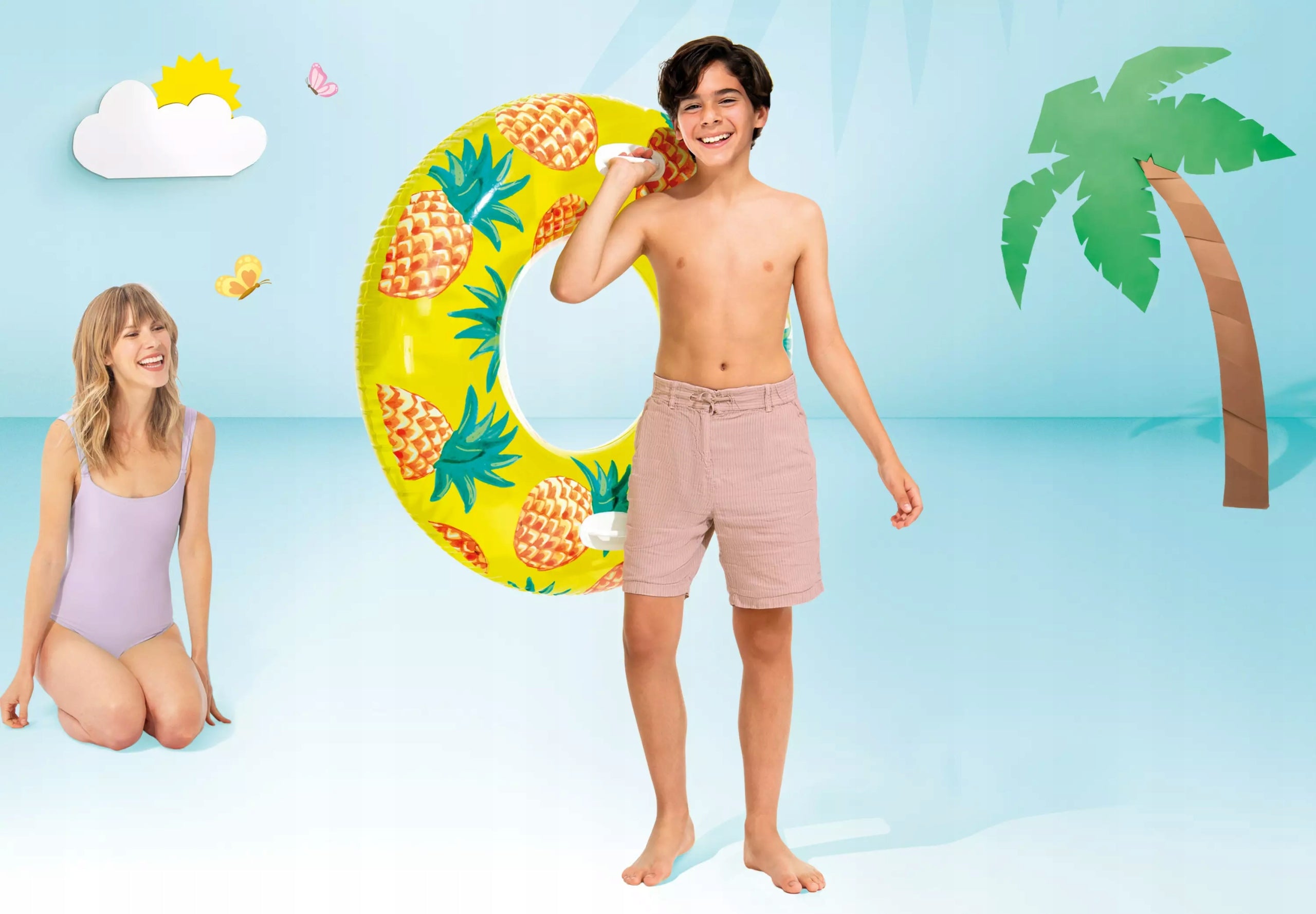 Inflatable wheel with handles 107cm Pineapple -56261 Intex Brand Intex