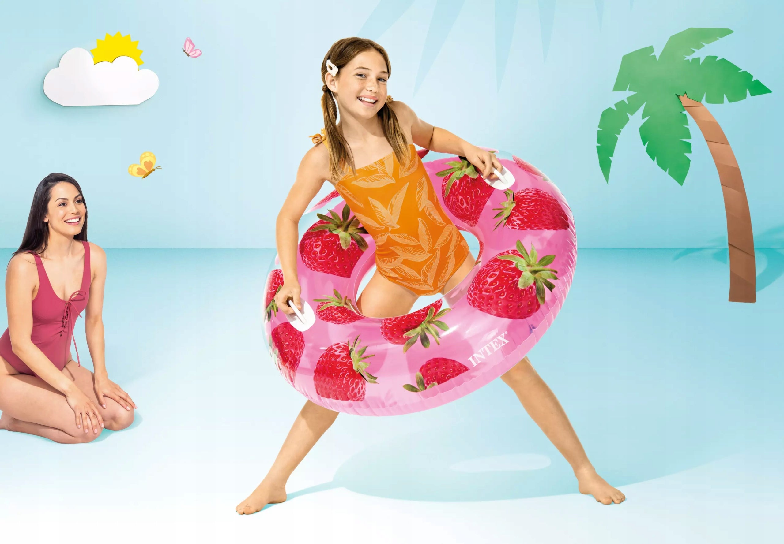 Inflatable wheel with handles 107cm- Strawberry 56261 Intex Brand Intex
