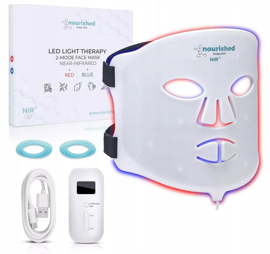 Infrared LED Face Mask Nourished 2 Modes Red Blue /T