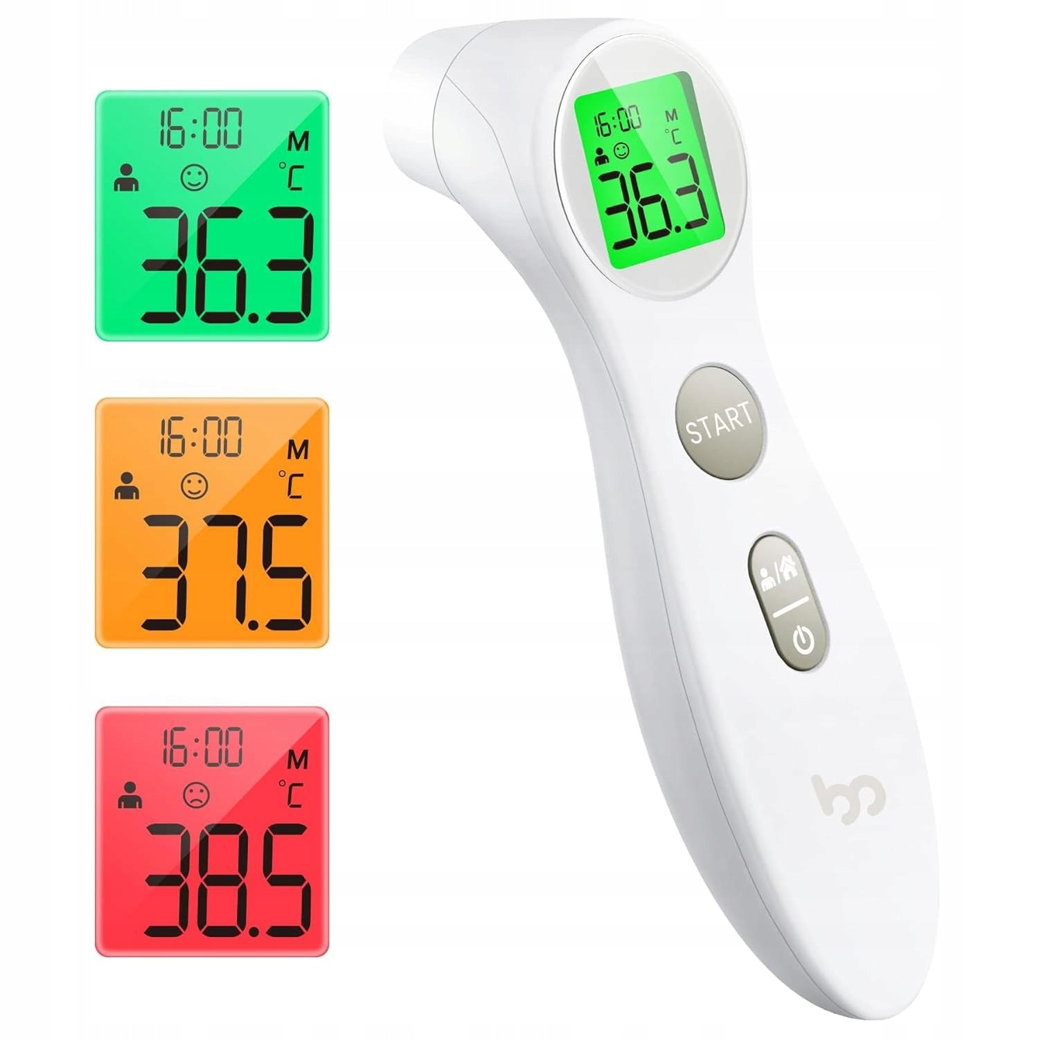 Infrared Non-Contact Thermometer Large Clear LCD Display White