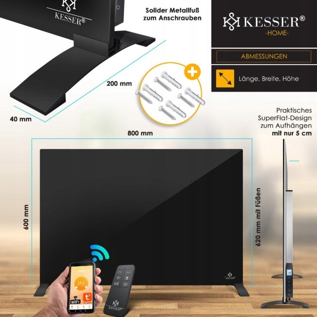 Infrared heater KESSER 500W Electric heating panel remote control + WiFi EAN (GTIN) 4255598322461