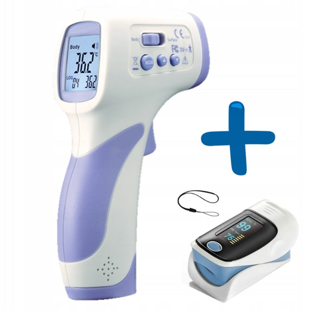 Infrared non-contact digital thermometer + Finger pulse oximeter