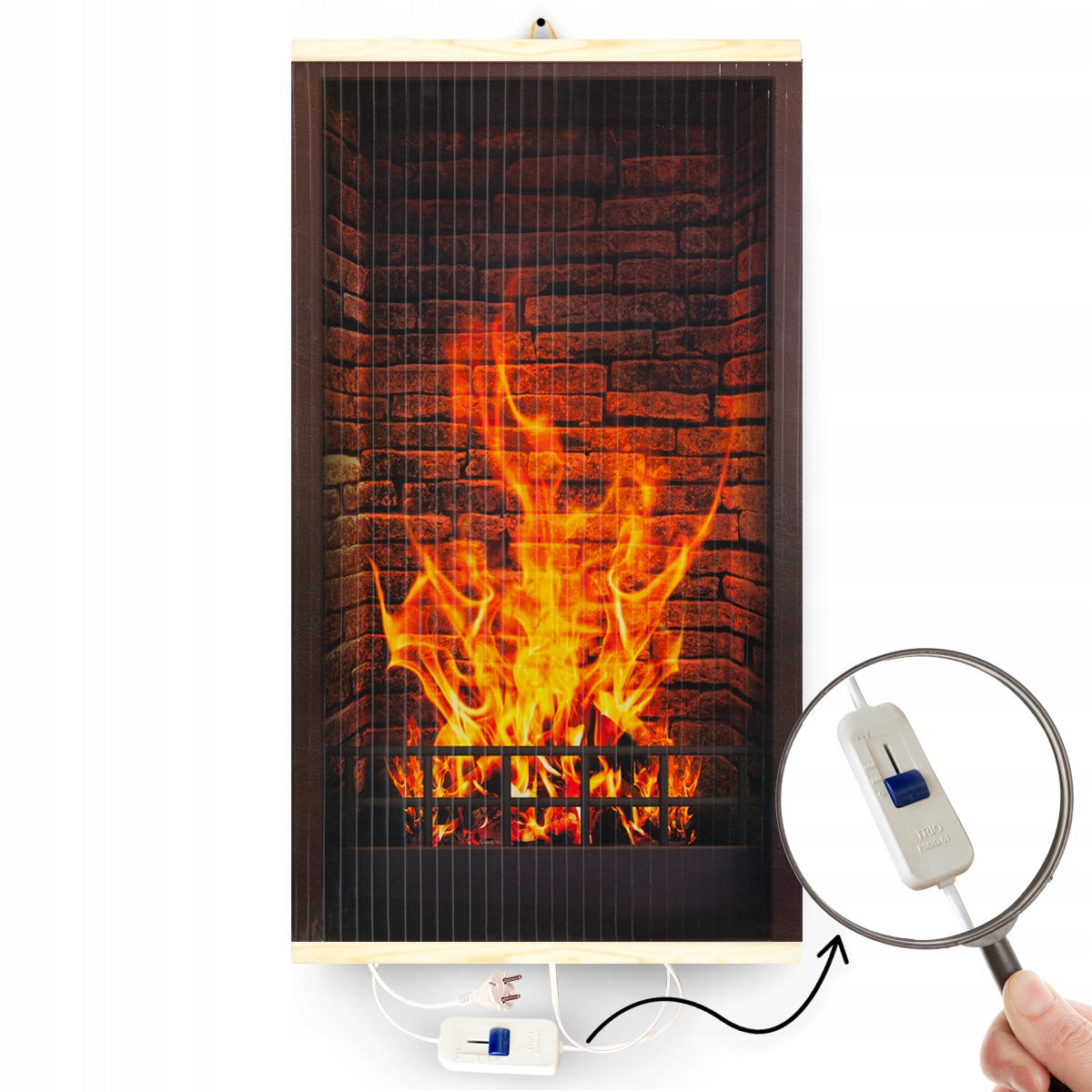 Infrared wall heater TRIO with TEMPERATURE CONTROLLER pattern:FIREPLACE