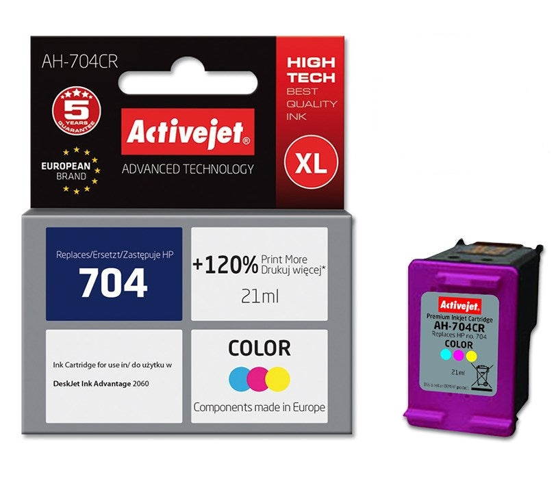 Ink ACTIVEJET AH-704CR replacement HP 704 CN693AE color
