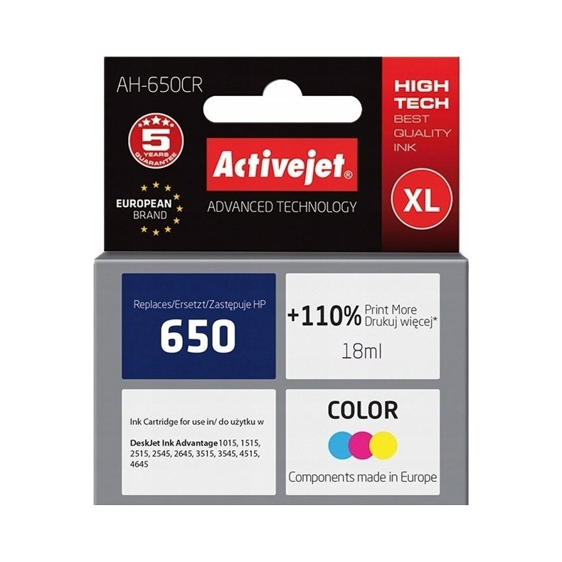 Ink ActiveJet AH-650CR replacement HP 650 / CZ102AE / colour / XL