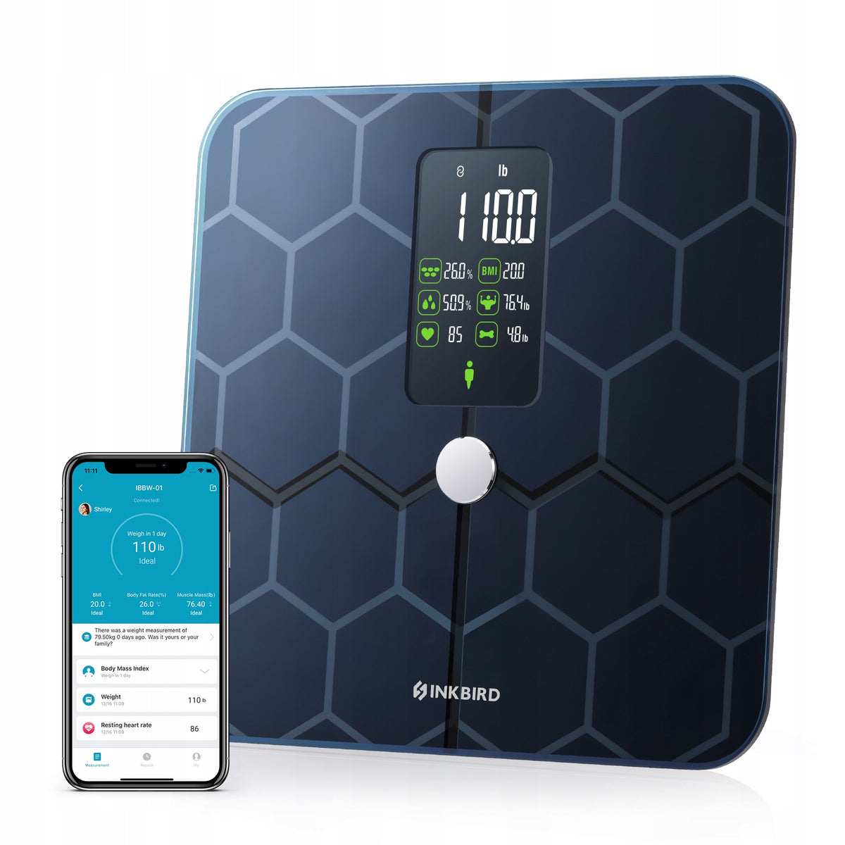 Inkbird Bluetooth Smart Weighing Scale with Analysis of 19 Body Indicators
